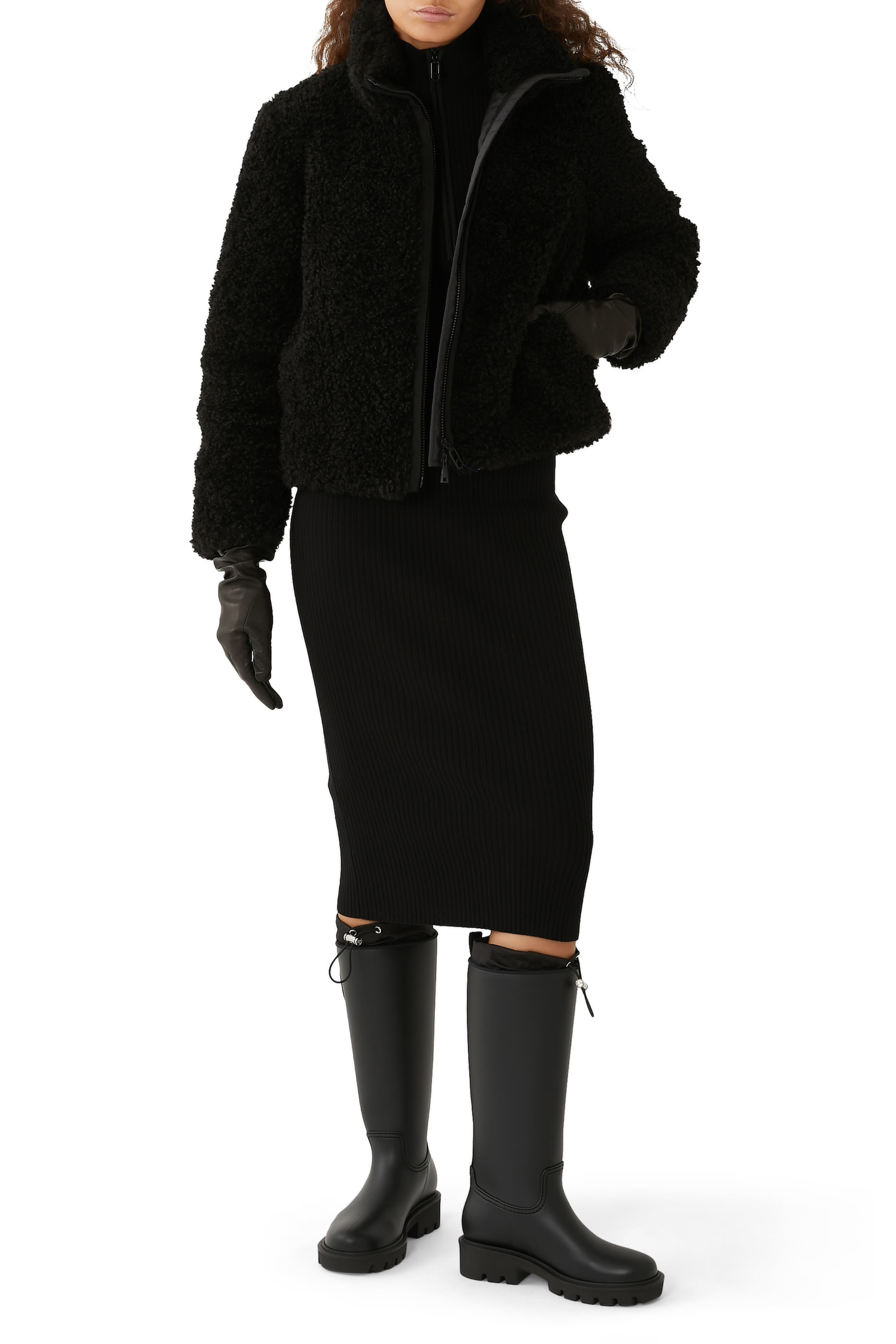 فستان متوسط الطول صوف