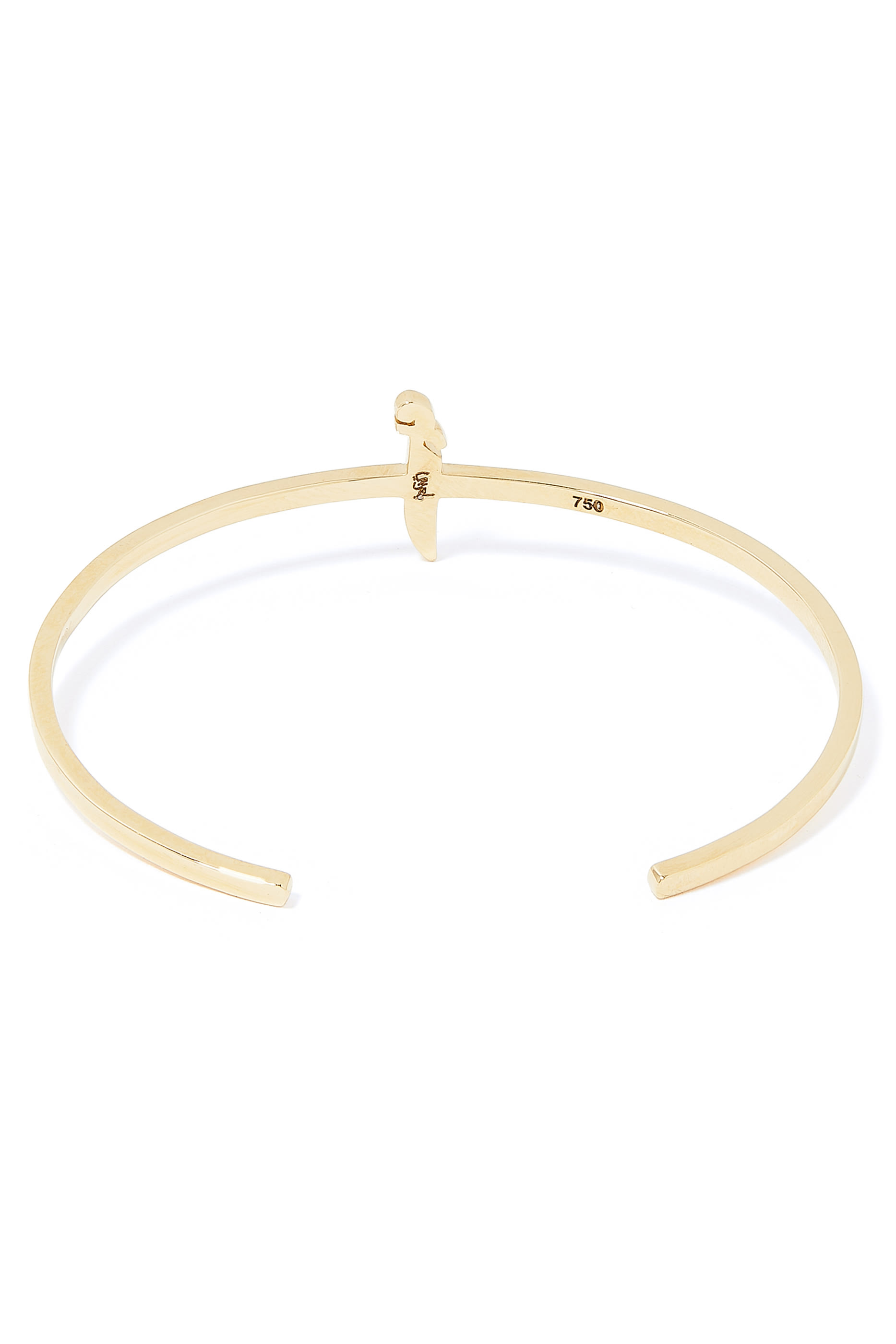 سوار اولا بحلية بتصميم حرف "أ" مرصعة بماس ذهب أصفر عيار 18