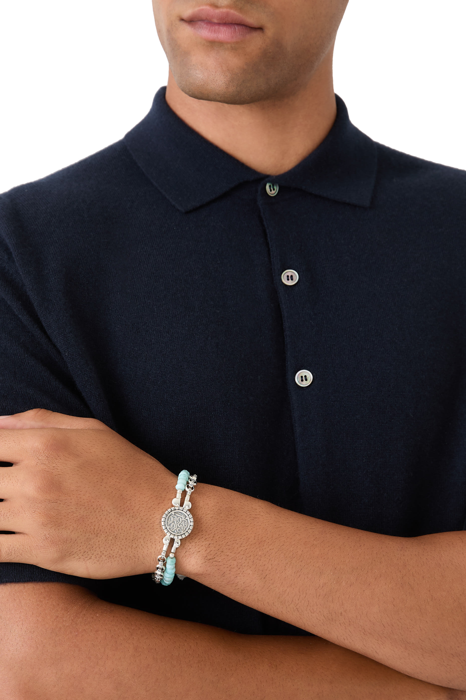 سوار لاريمار كونتنتمنت مرصع بخرز، فضة استرلينية