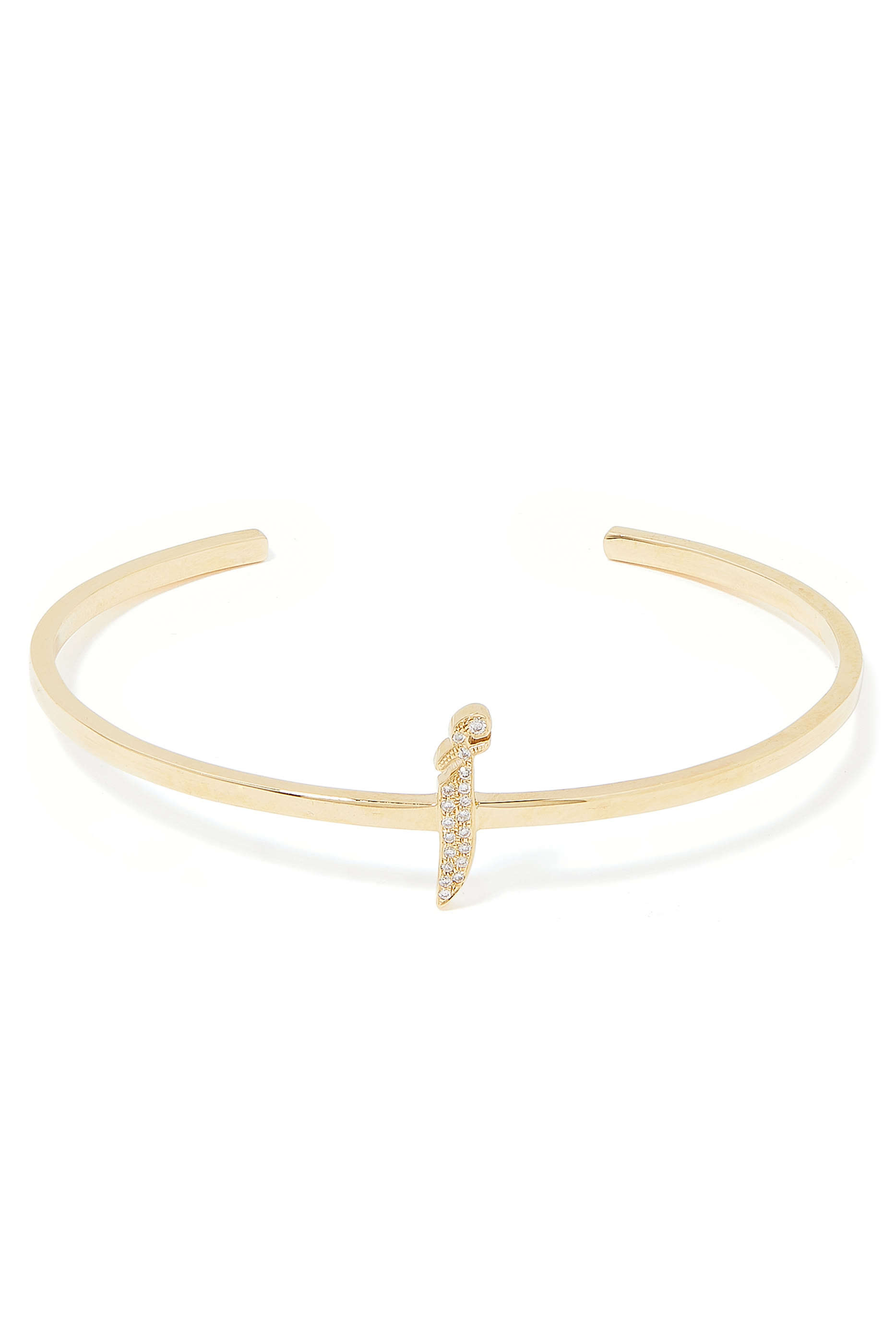 سوار اولا بحلية بتصميم حرف "أ" مرصعة بماس ذهب أصفر عيار 18