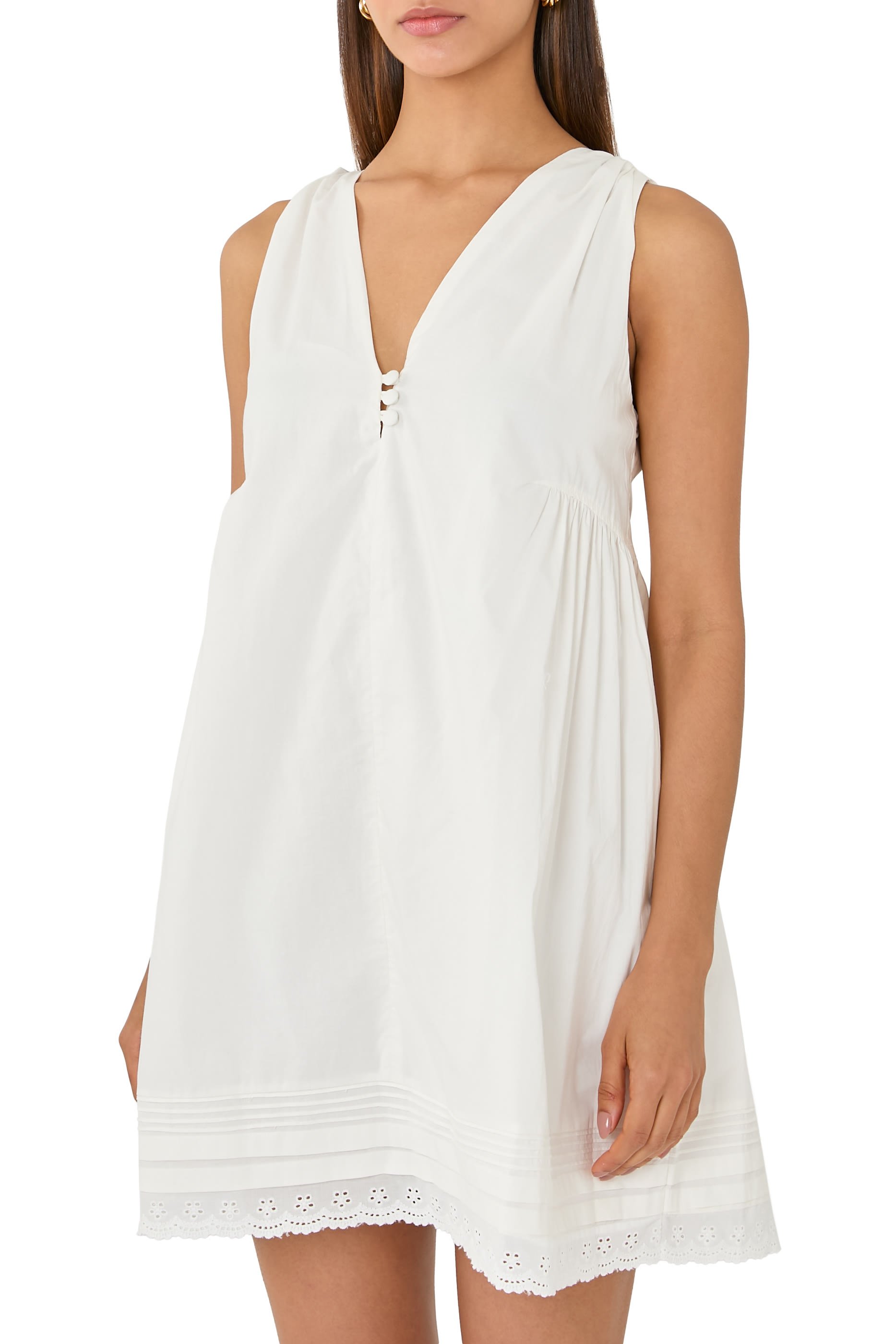 فستان ديون قصير دانتيل بنقشة زهور