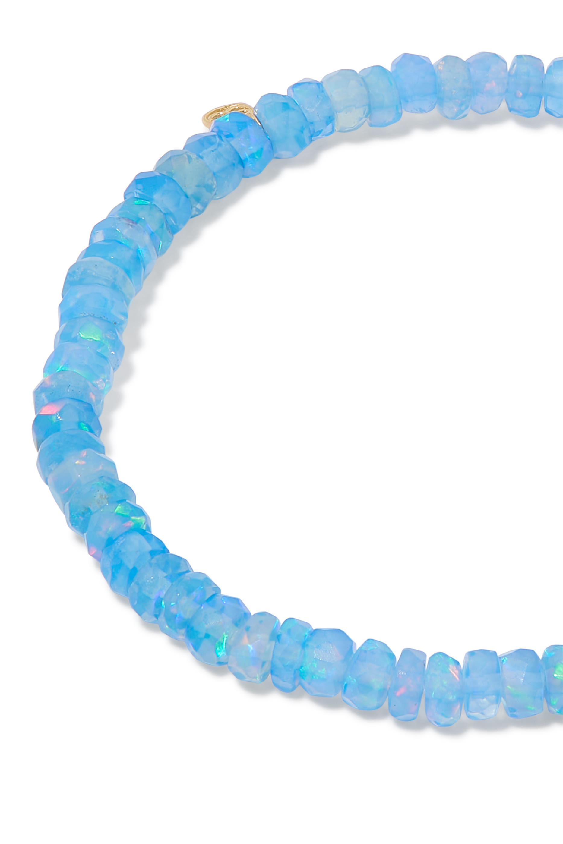 Dolphin Charm Beaded Bracelet, 14k Yellow Gold & Diamonds, Ethiopian Opal