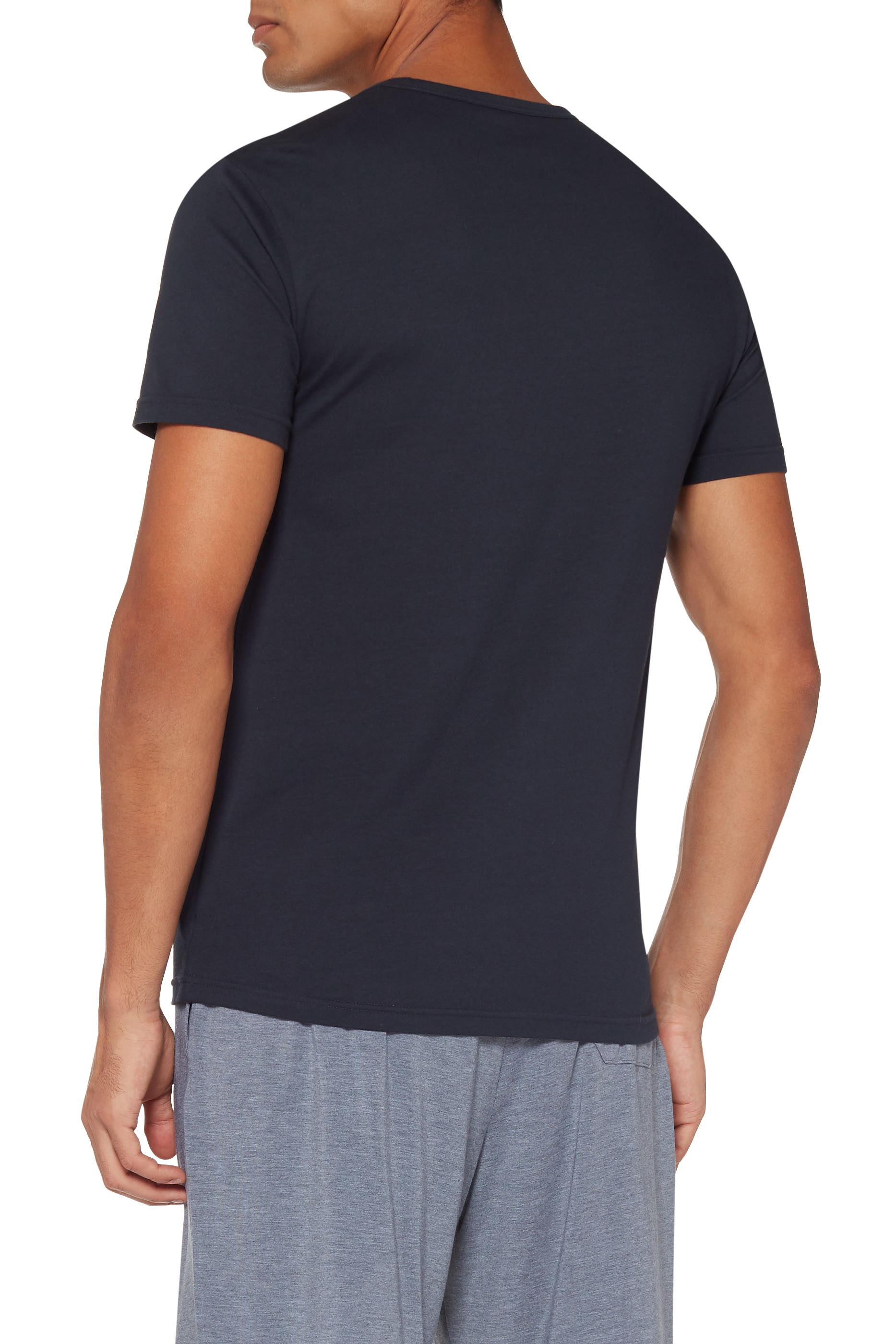 طقم تي شيرت بتطريز شعار الماركة، قطعتان