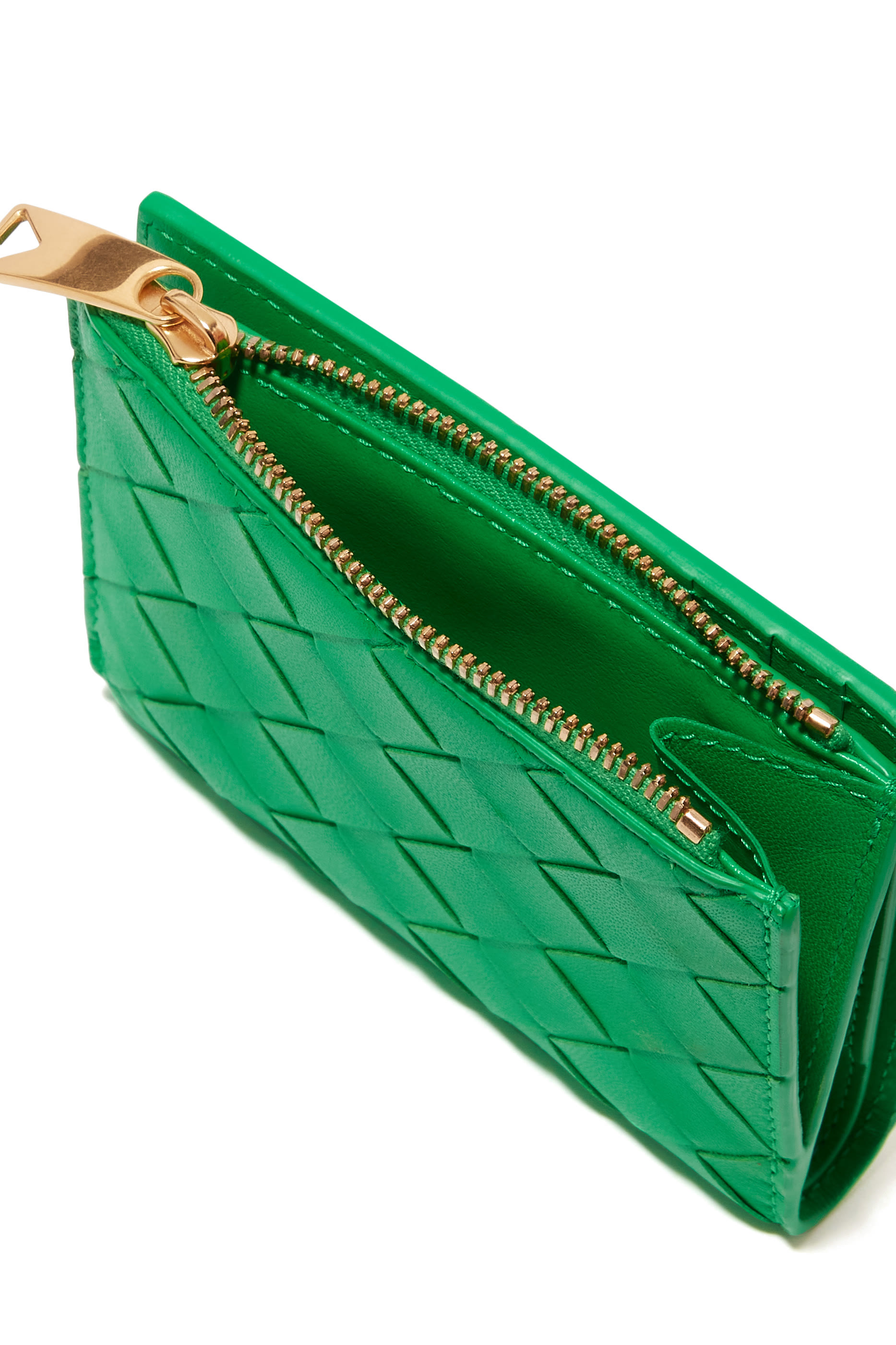 Small Intrecciato Bi-Fold Zip Wallet