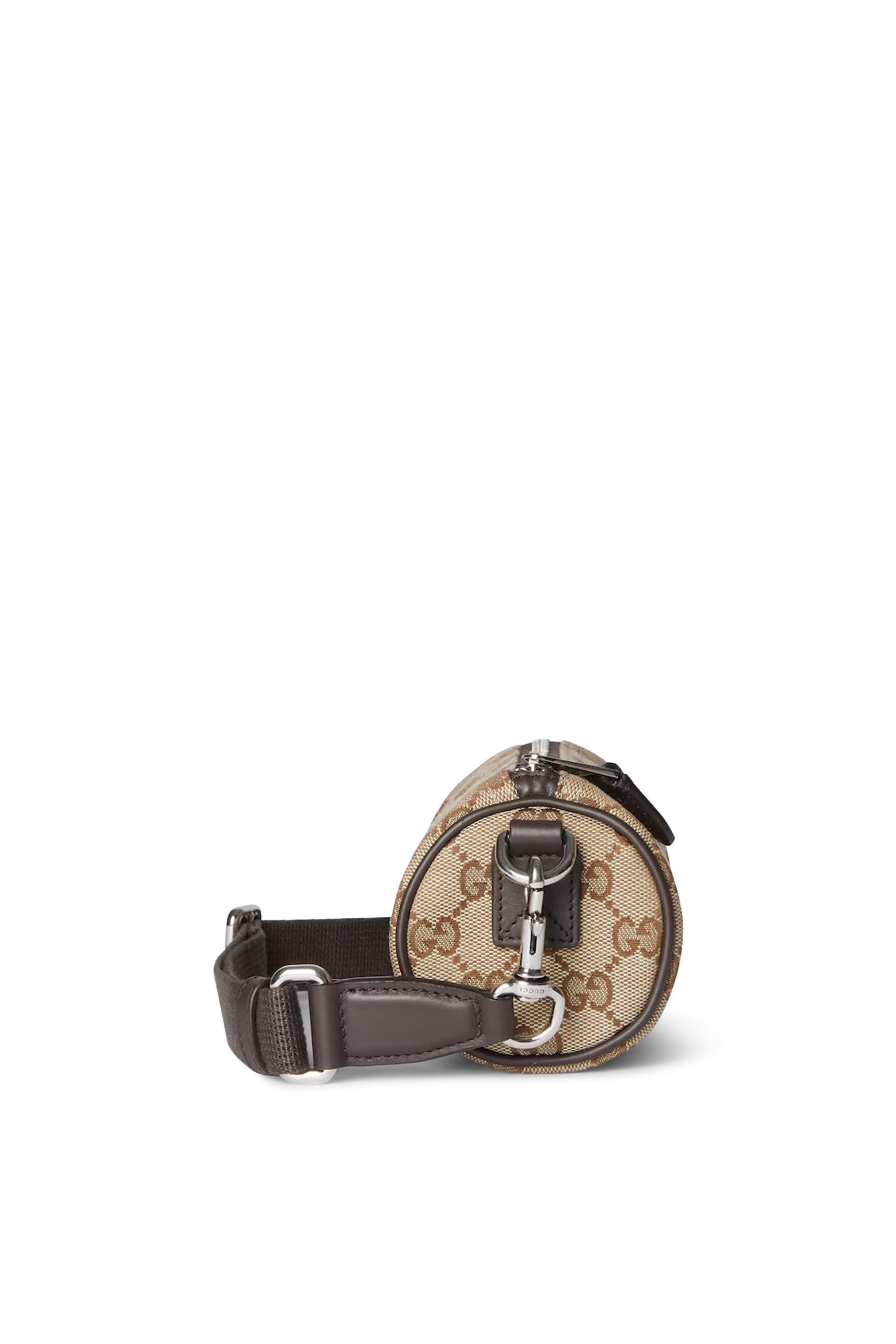 حقيبة صغيرة بتصميم أسطواني قماش قنب بنقشة حرفي شعار الماركة