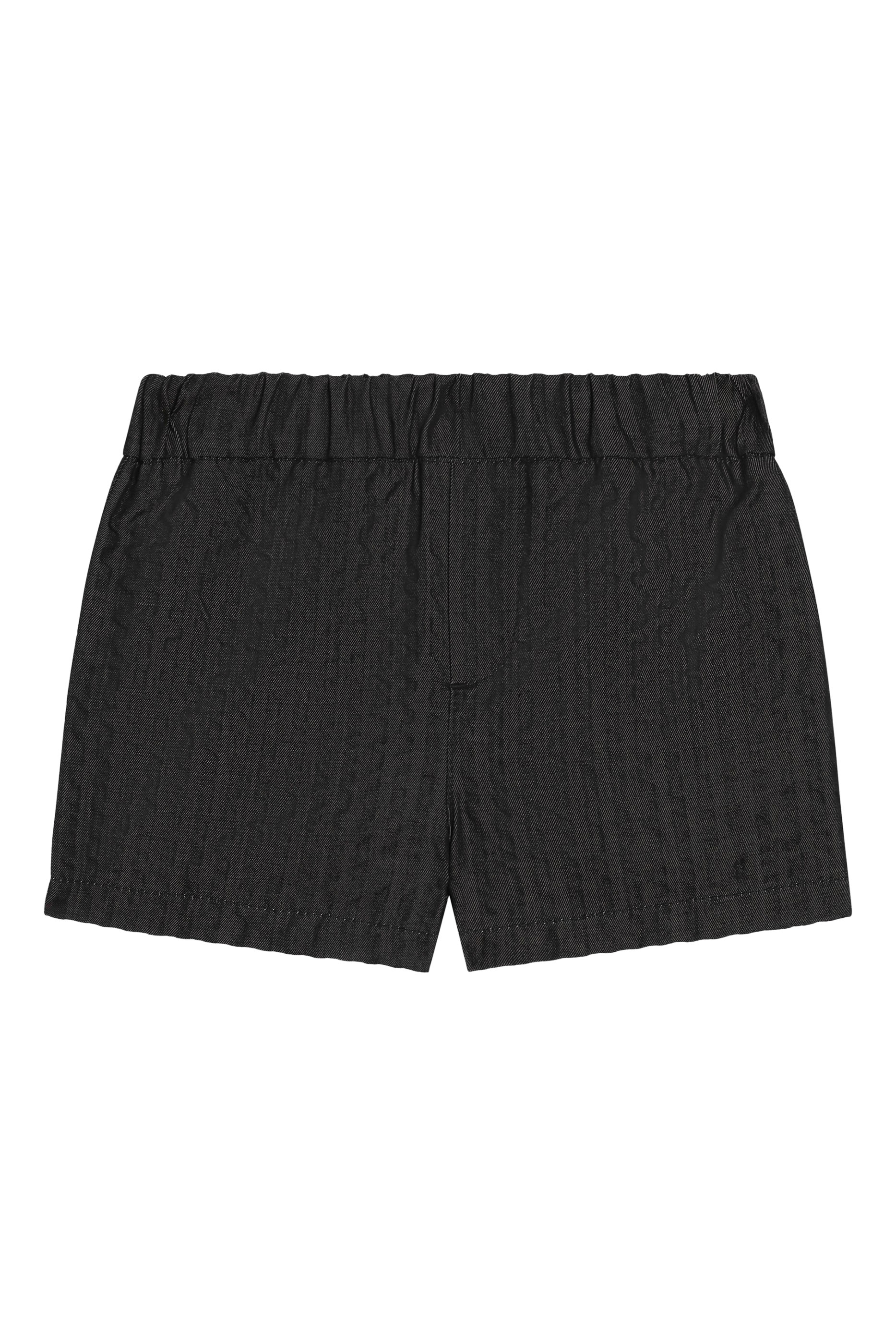 شورت برمودا دنيم بنقشة حرفي شعار الماركة للأطفال