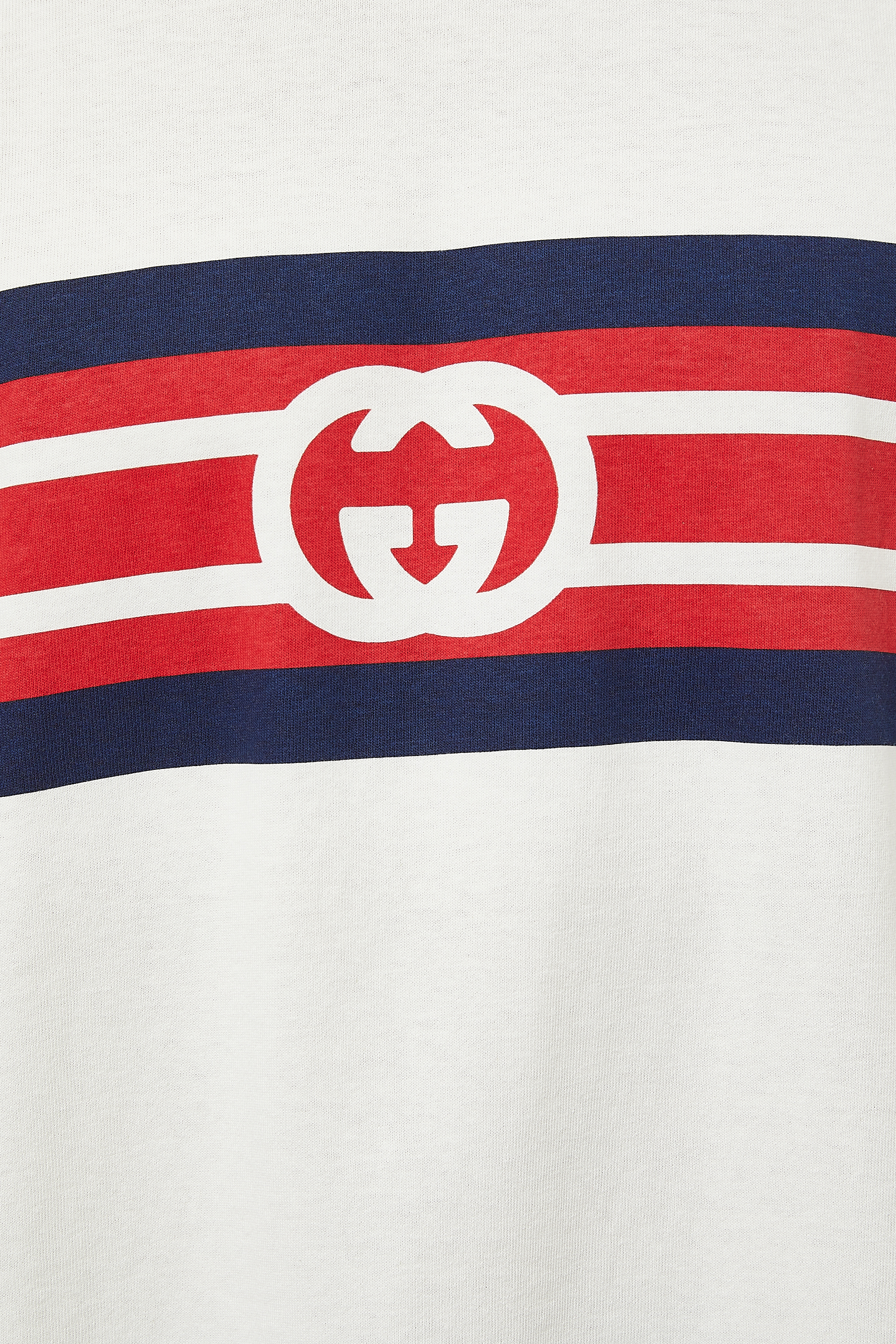 تيشيرت مخطط بطبعة حرفي شعار الماركة متداخلين