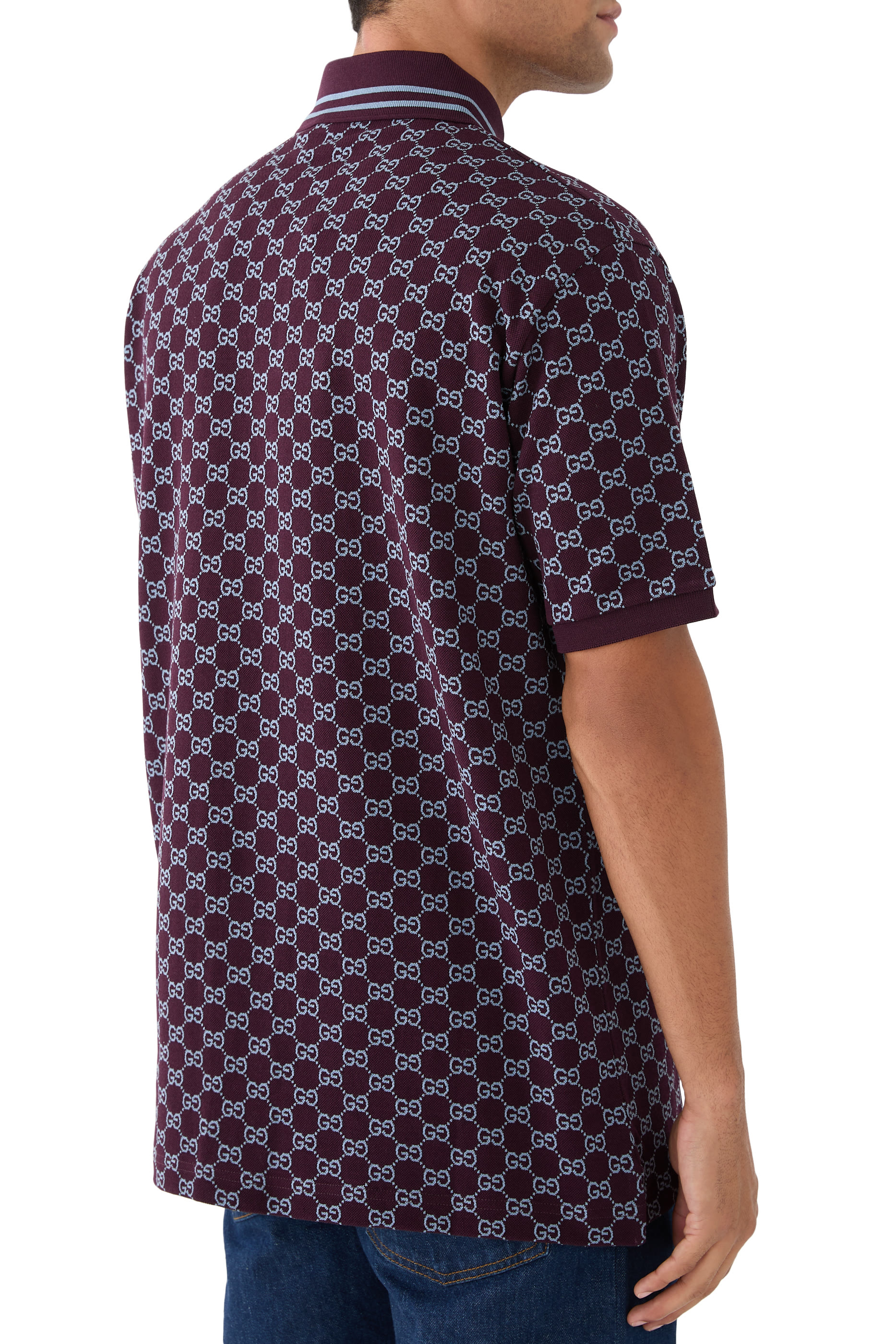 قميص بولو بيكيه قطن جاكار بشعار الماركة