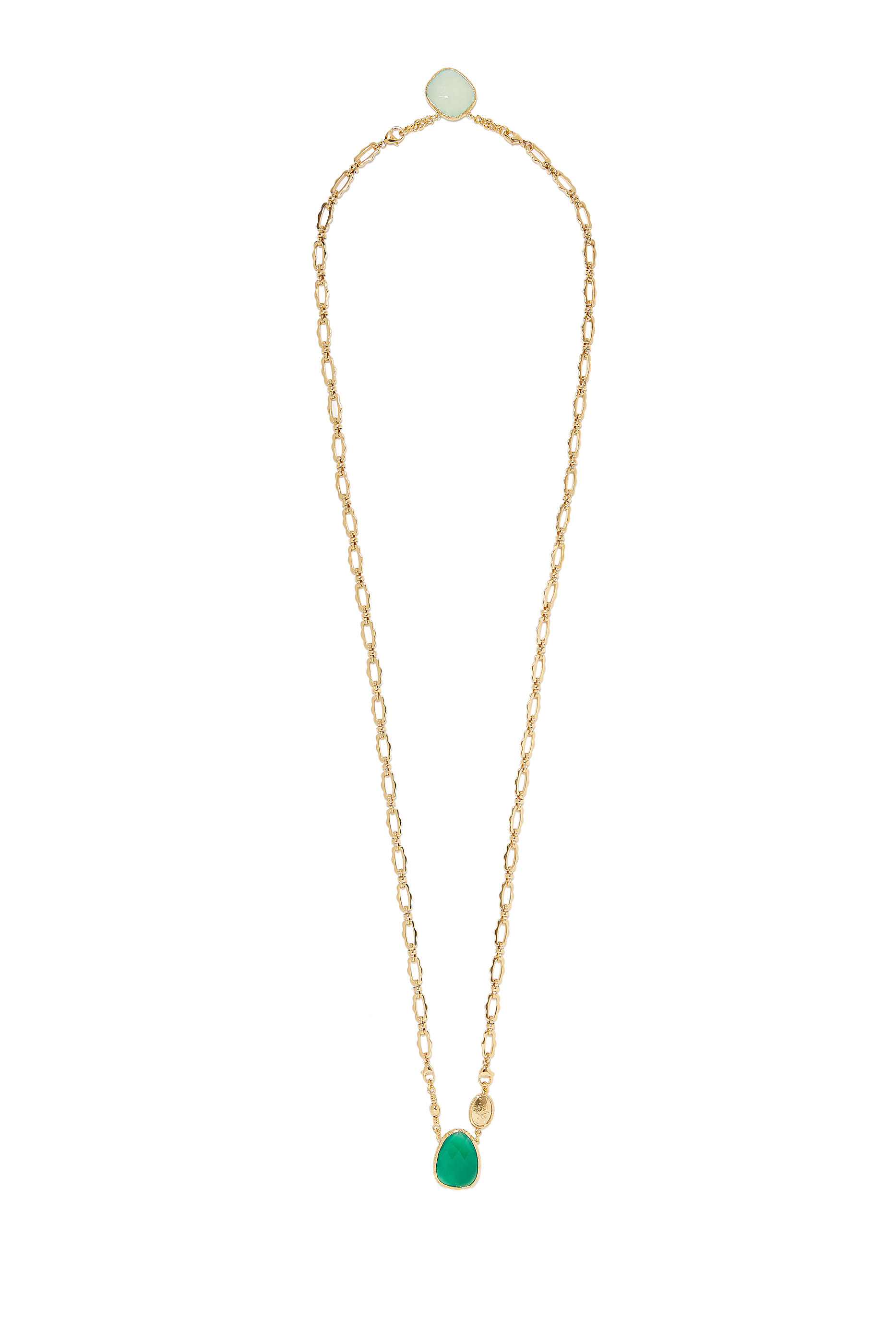 قلادة سكابولير بيلي مرصعة بالعقيق الأخضر معدن مطلي بالذهب