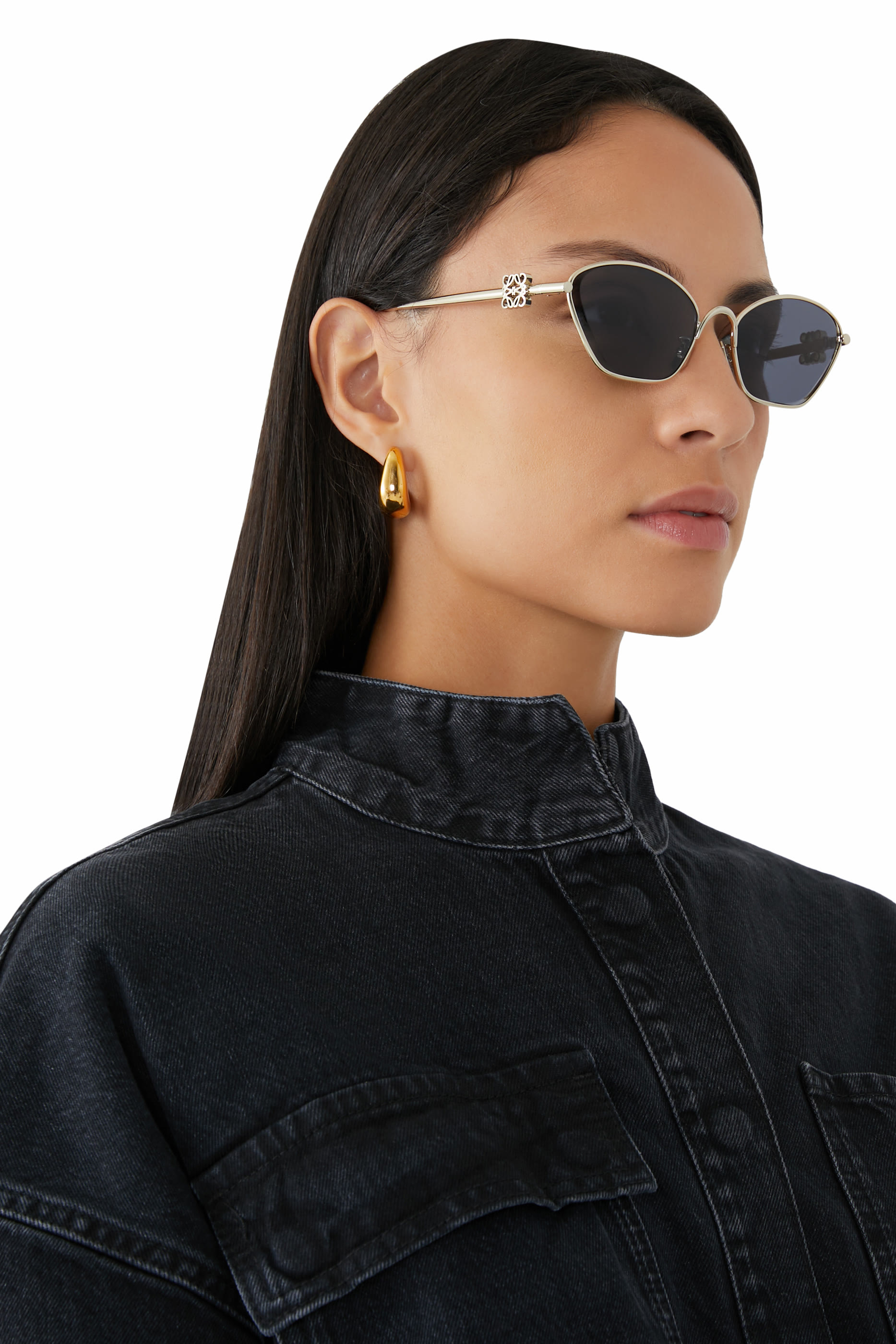 نظارة شمسية بتصميم عين القطة بحلية بشعار الماركة