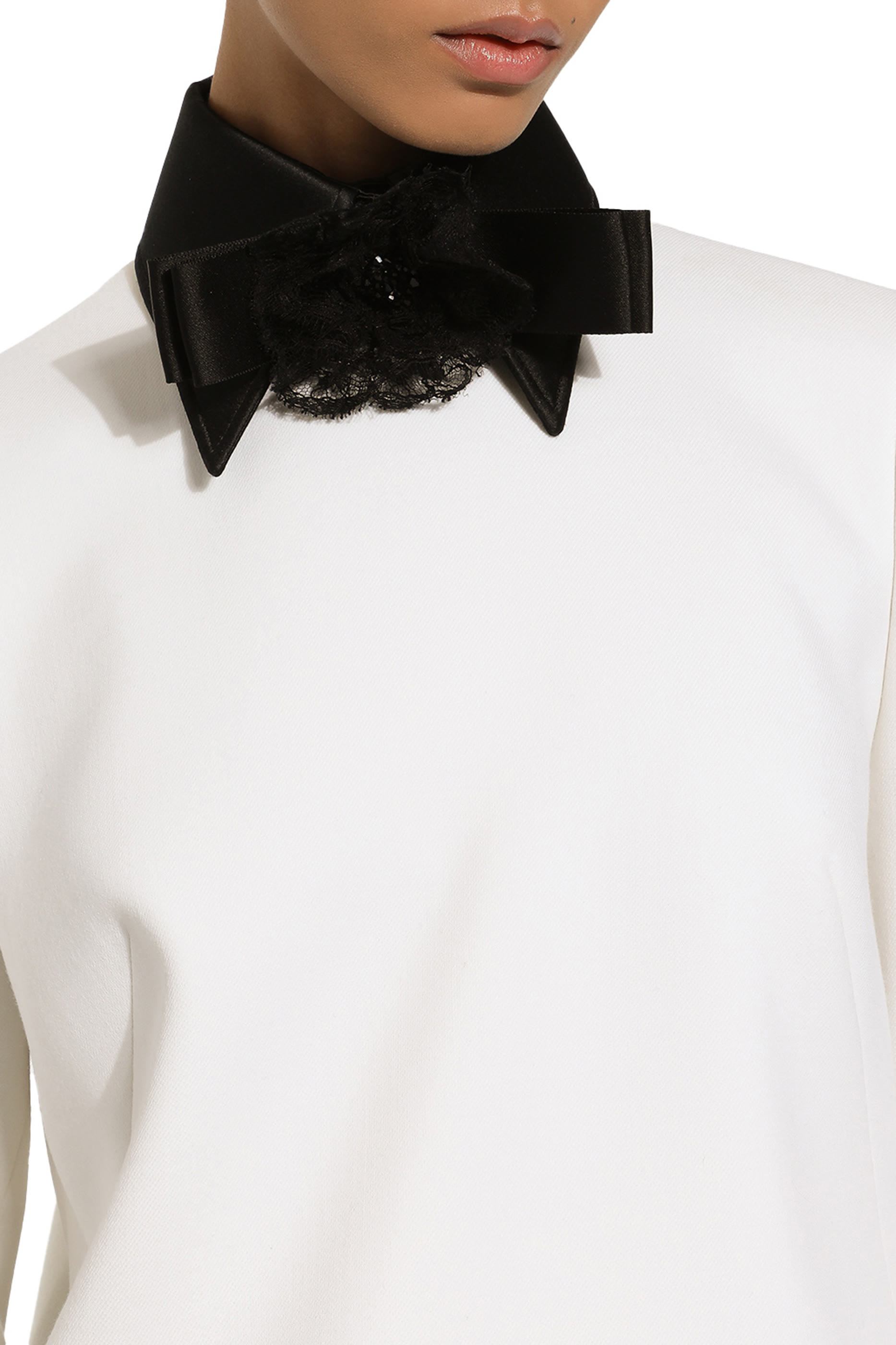 فستان قصير صوف بتفاصيل ستان