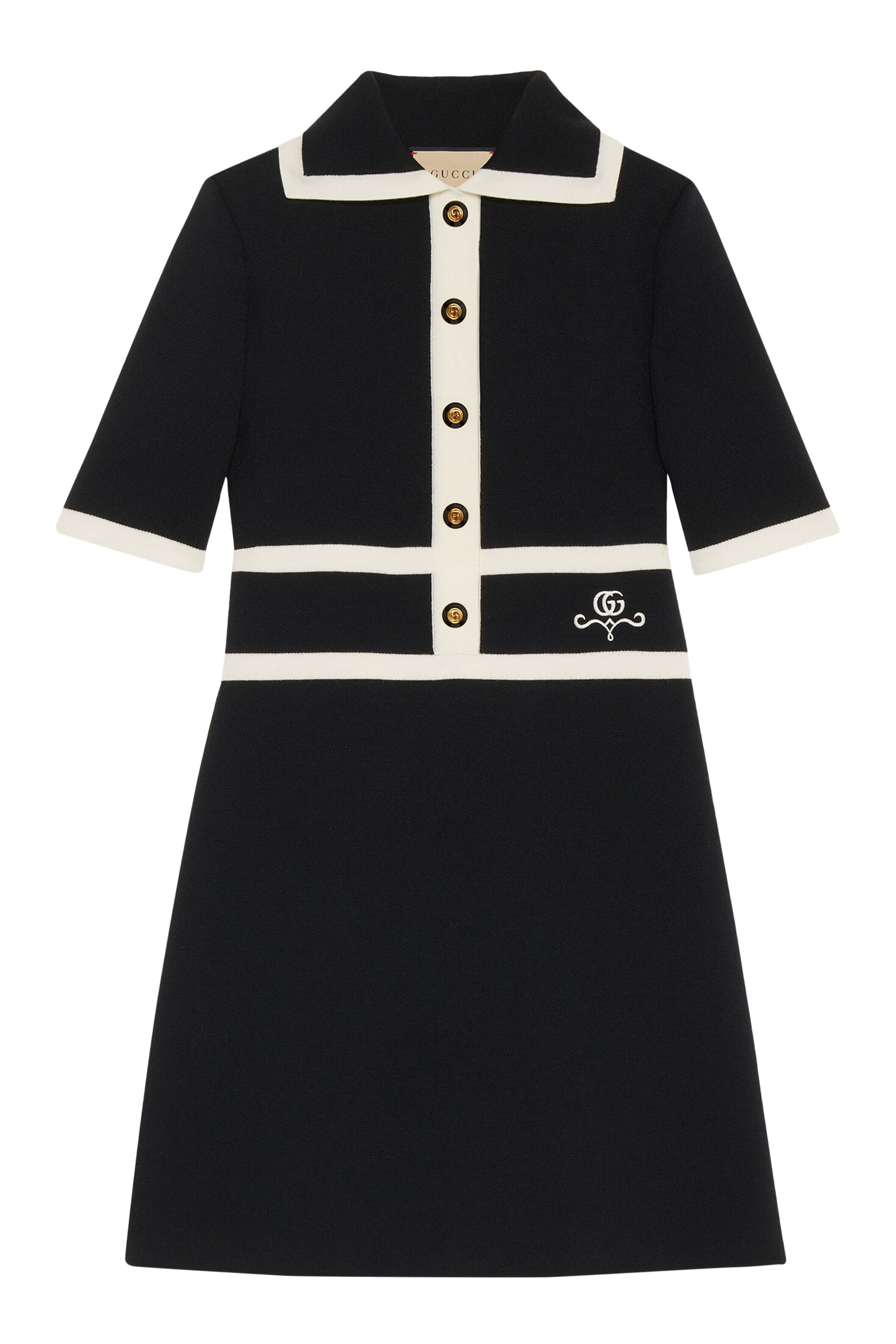 فستان بولو بيكيه جاكار بنقشة GG