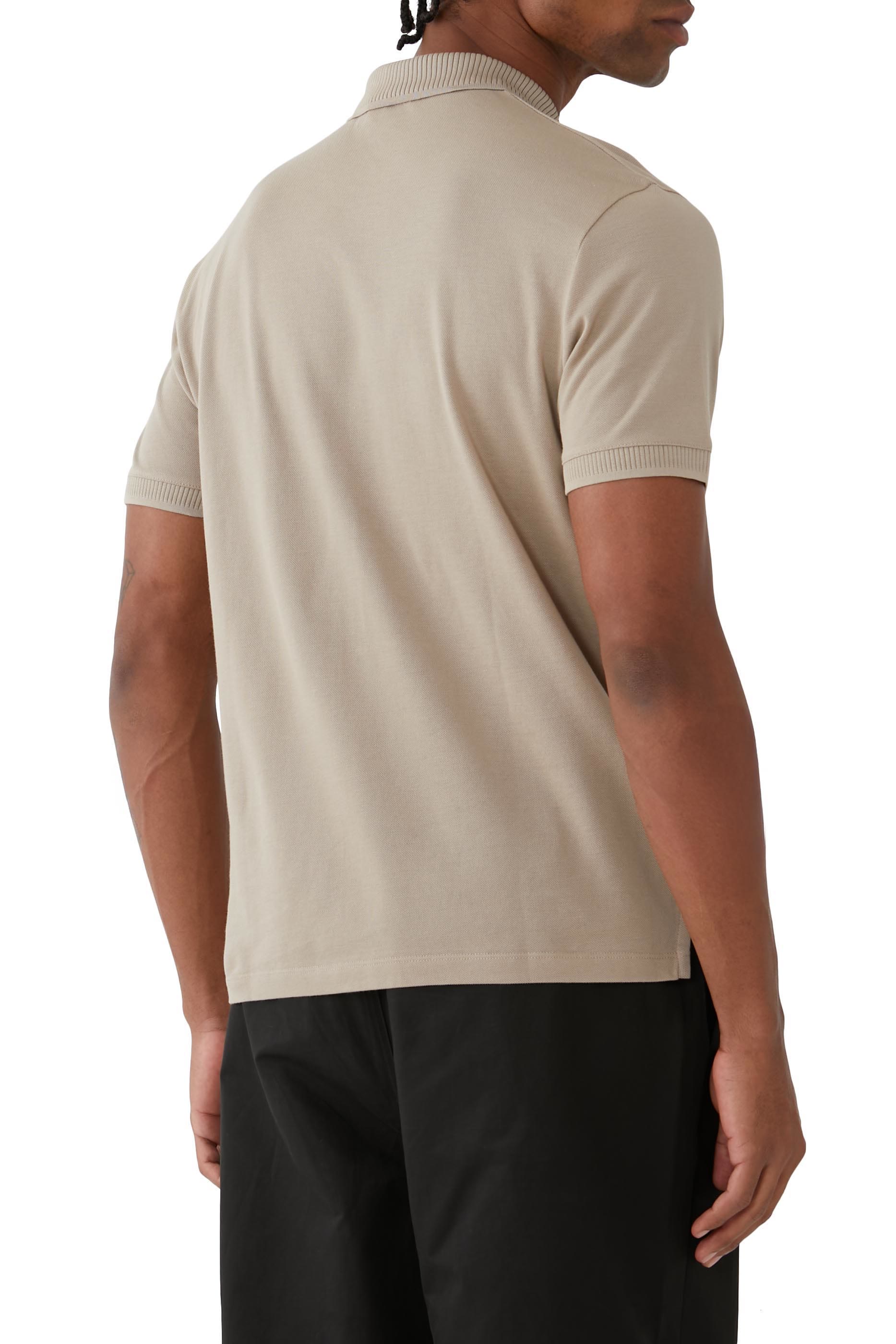 قميص بولو مضلع بشعار الماركة صغير