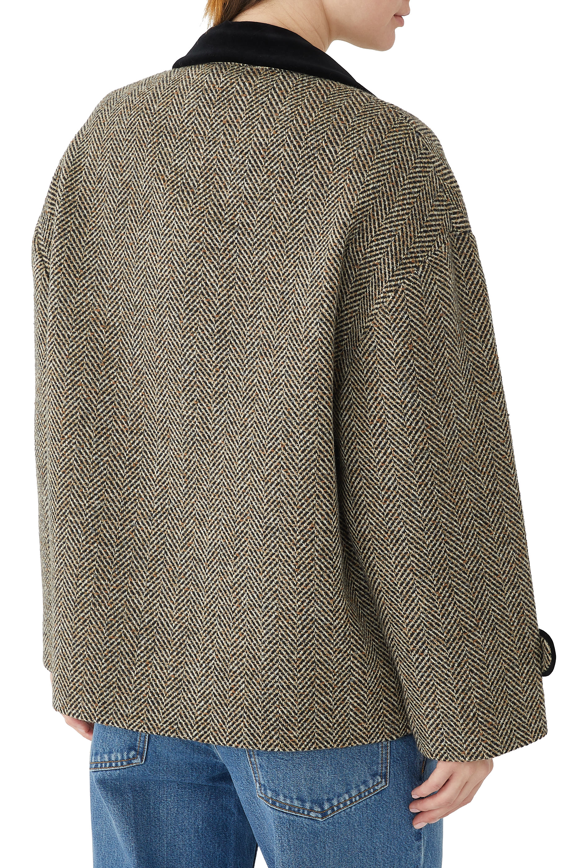 معطف صوف بنقشة هيرنغ بون