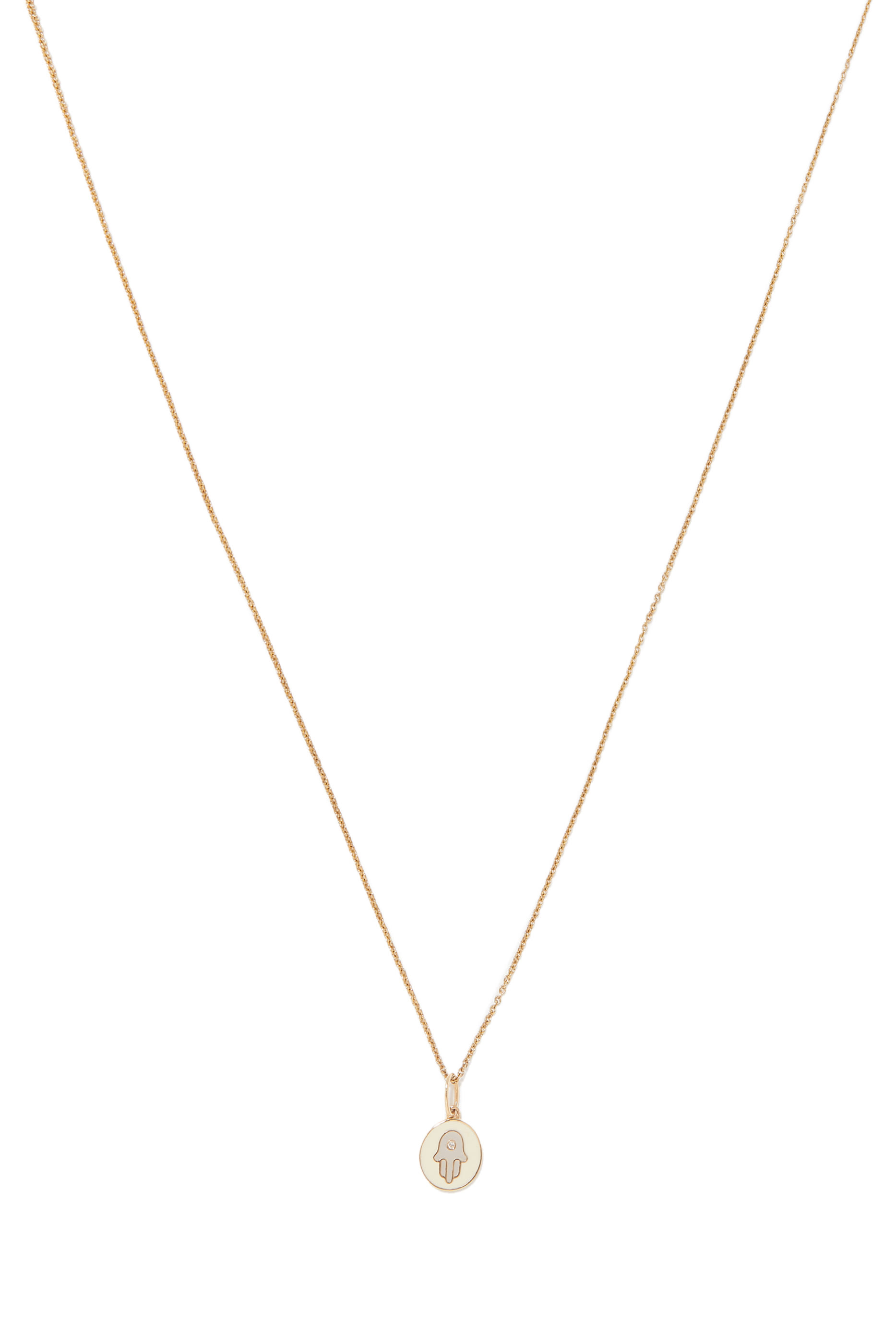 قلادة للأطفل بدلاية بتصميم كف مزينة بالمينا ذهب عيار 14