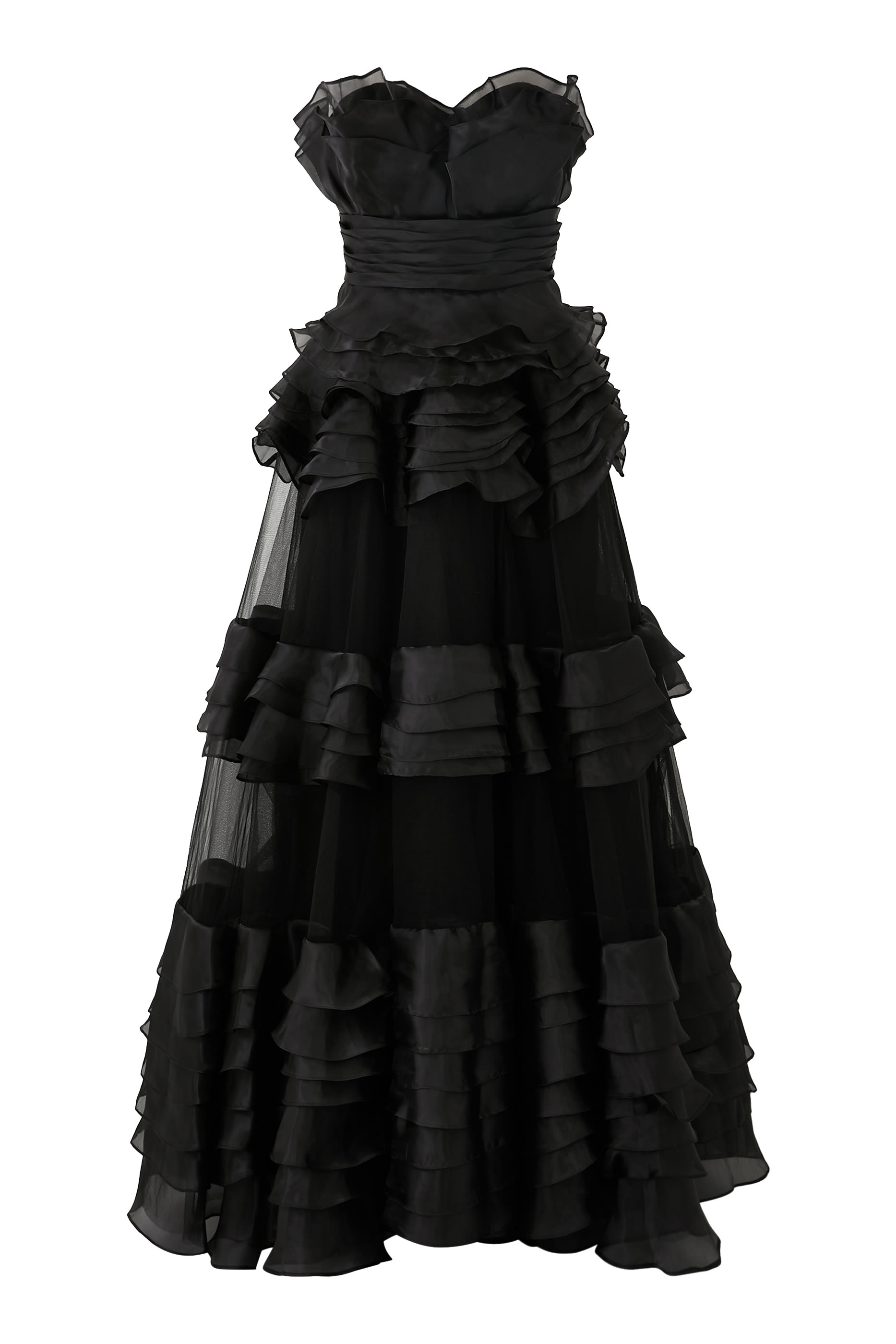 فستان سهرة بلا حمالات بطبقات