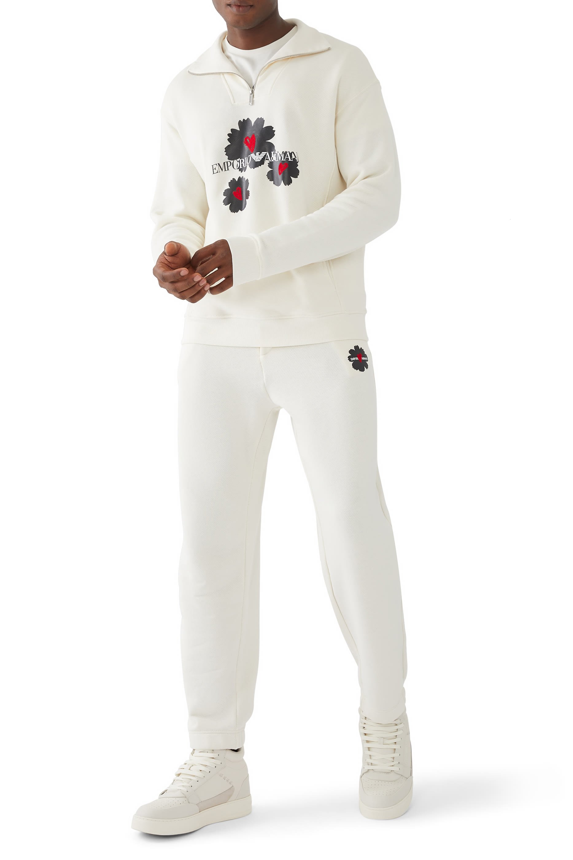 سنيكرز بشعار الماركة بكاحل مرتفع جلد معاد ندويره