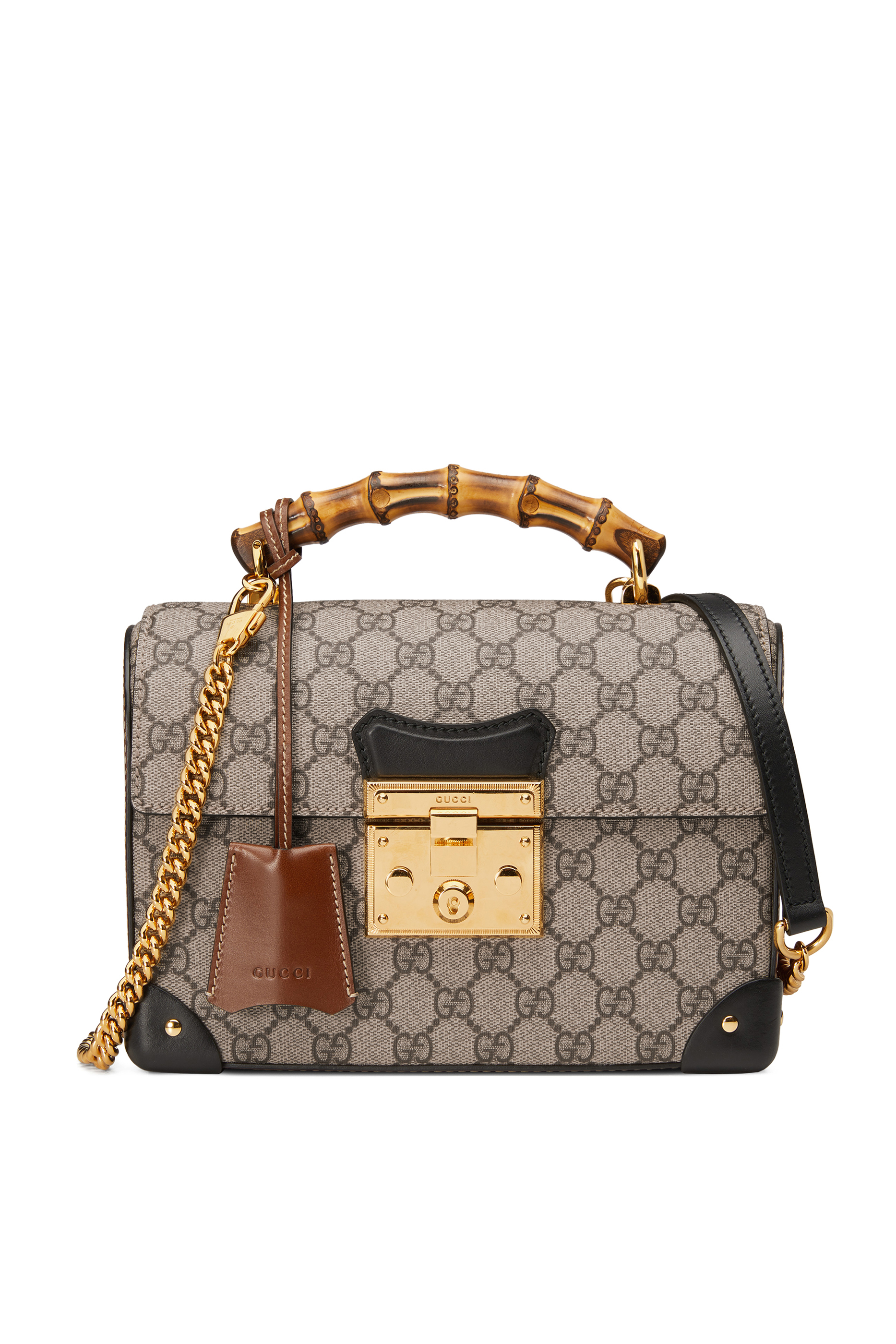 حقيبة كتف صغيرة بيد بامبو وشعار GG وقفل