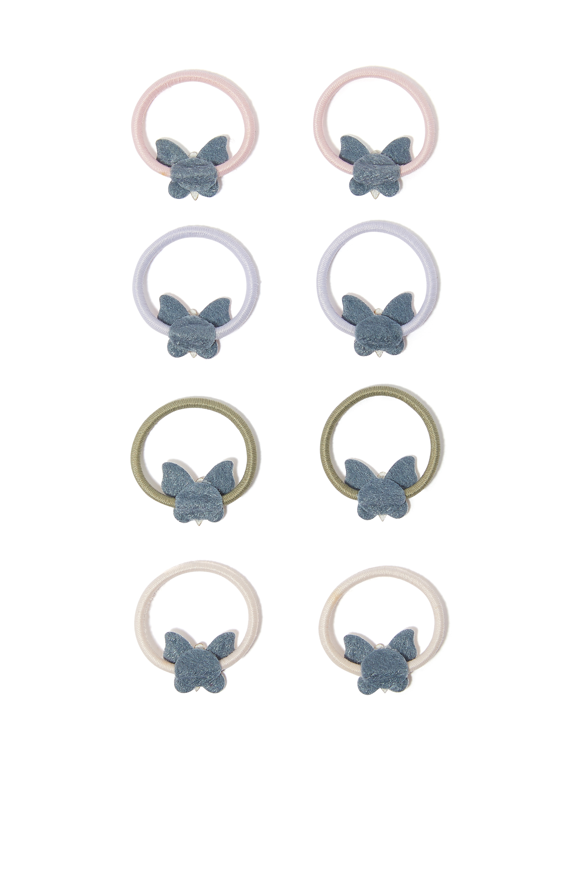 طقم ربطات شعر صغيرة على شكل فراشة بألوان الباستيل 8 قطع