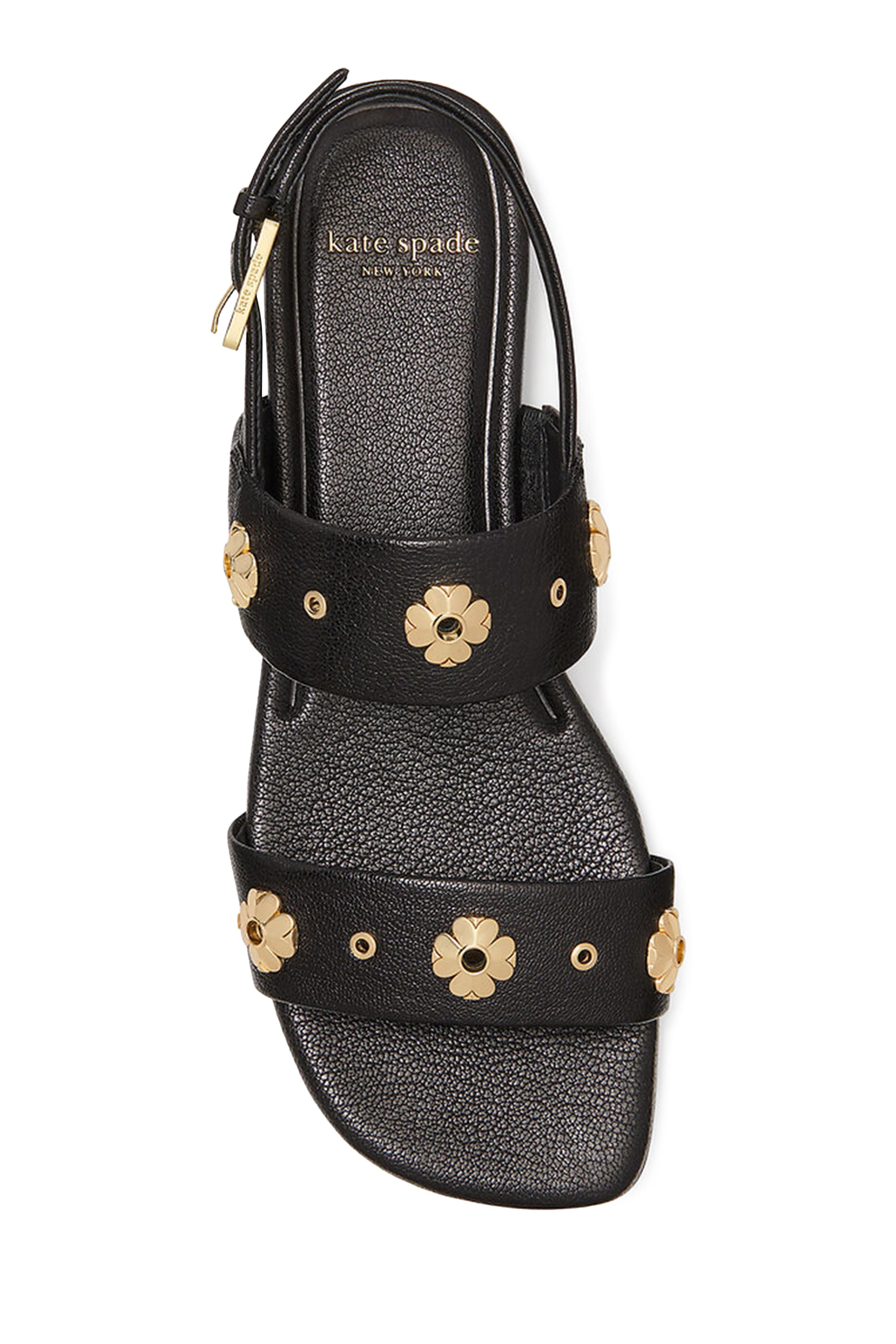 صندل بكعب مسطح بحلي على شكل زهور