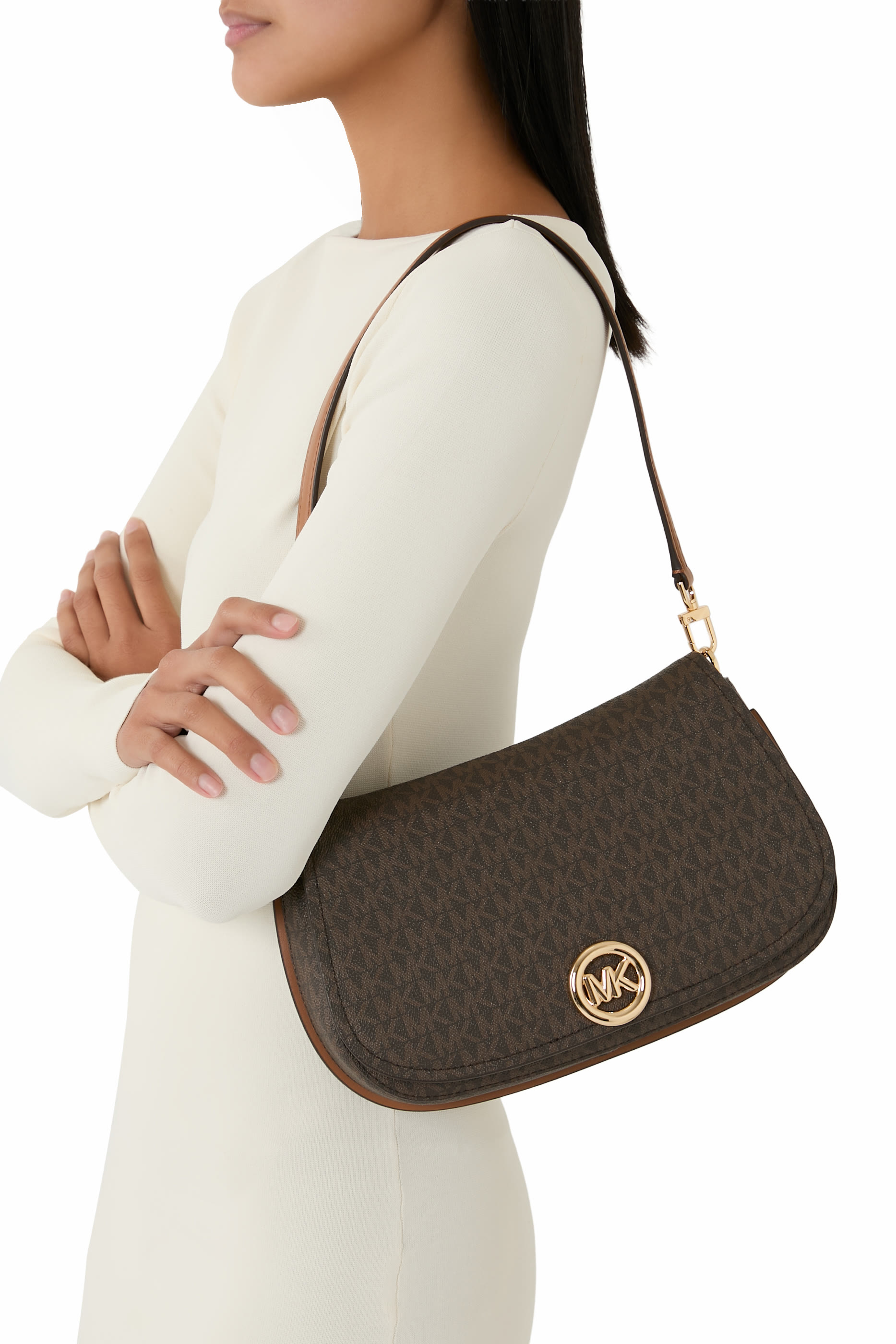 حقيبة كتف نوليتا متوسطة قابلة للتعديل قنب بنقشة شعار الماركة 