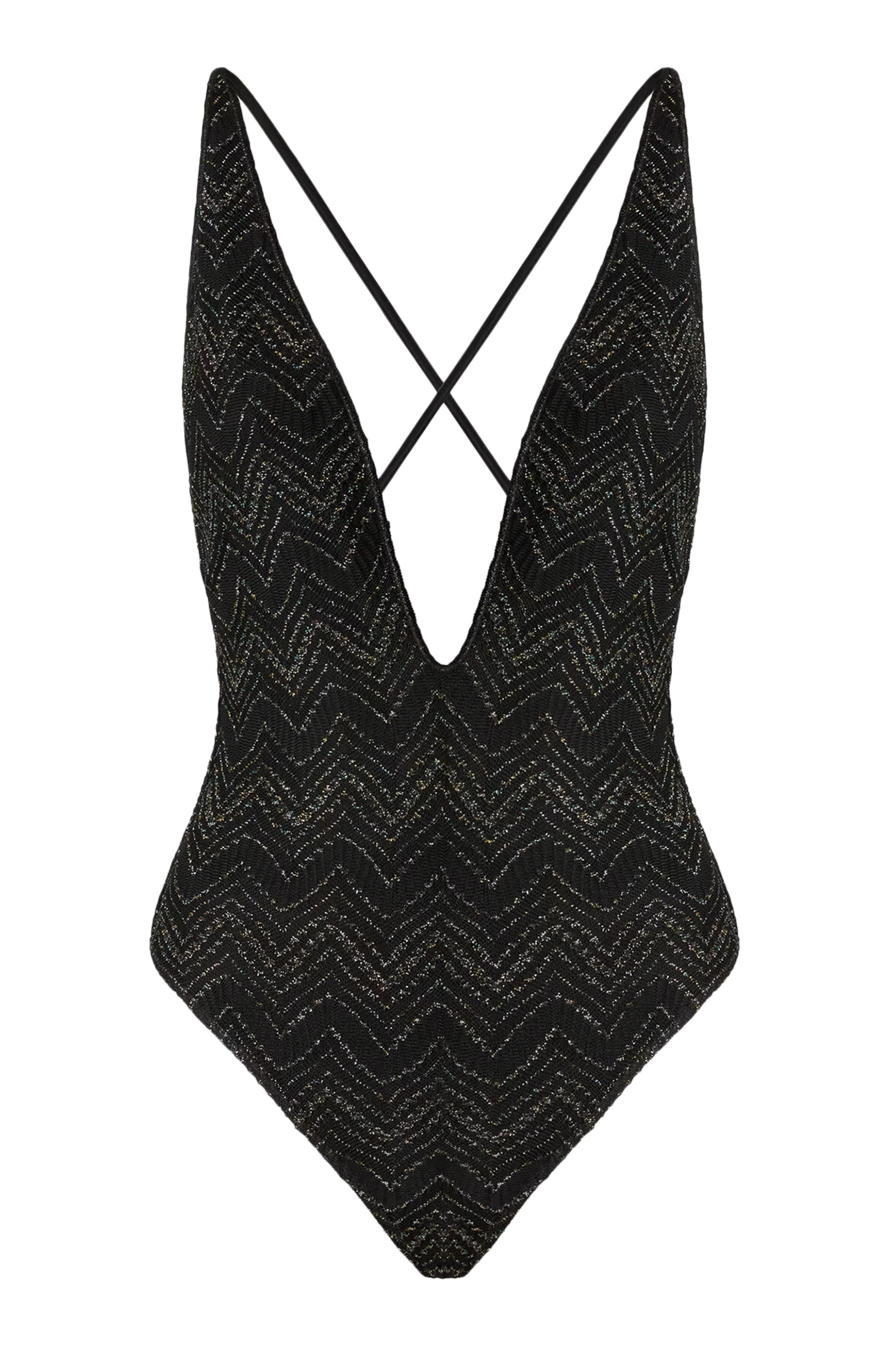 بدلة سباحة مار مخططة نسيج كروشيه لامع