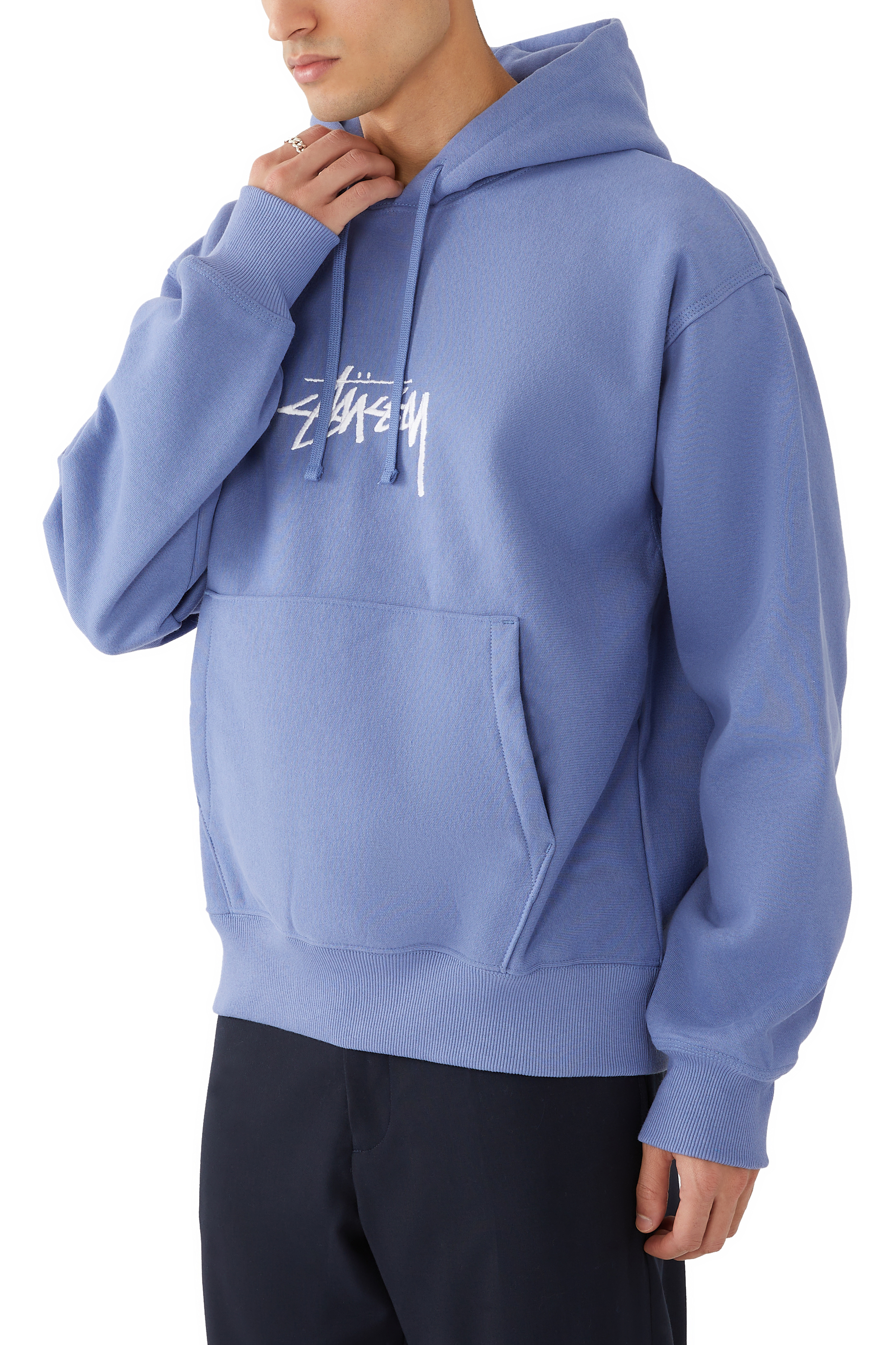 هودي ستوك بتطريز شعار الماركة بملمس بارز