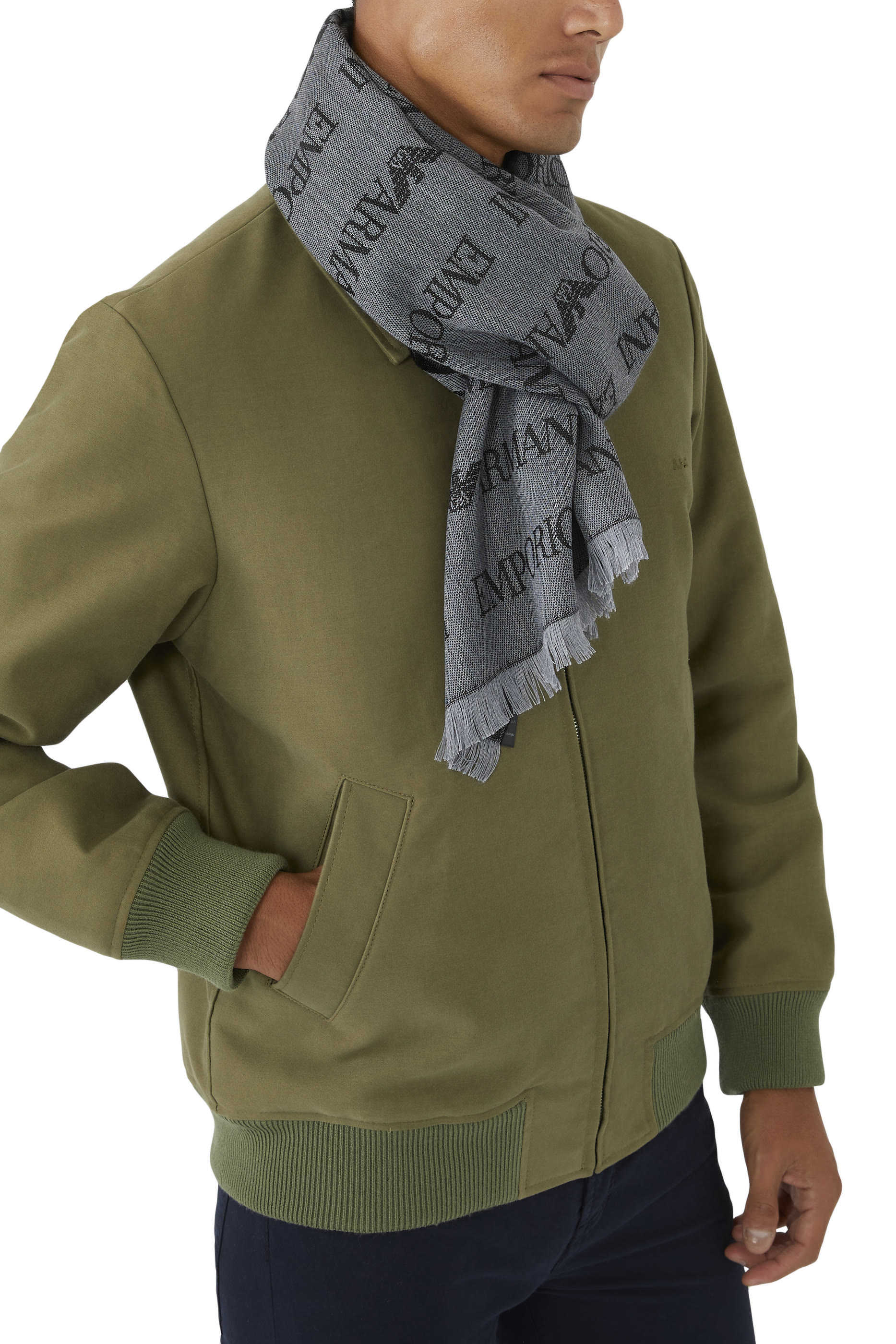 Virgin-Wool and Acrylic Logo Scarf