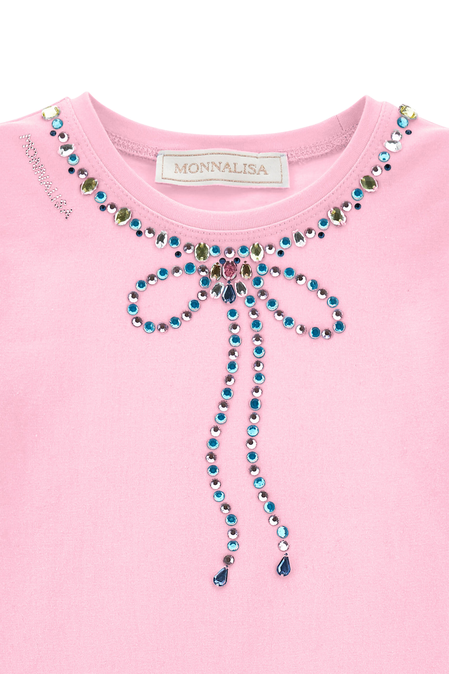 تيشيرت مطرز بأحجار بتصميم فيونكة جيرسيه للأطفال