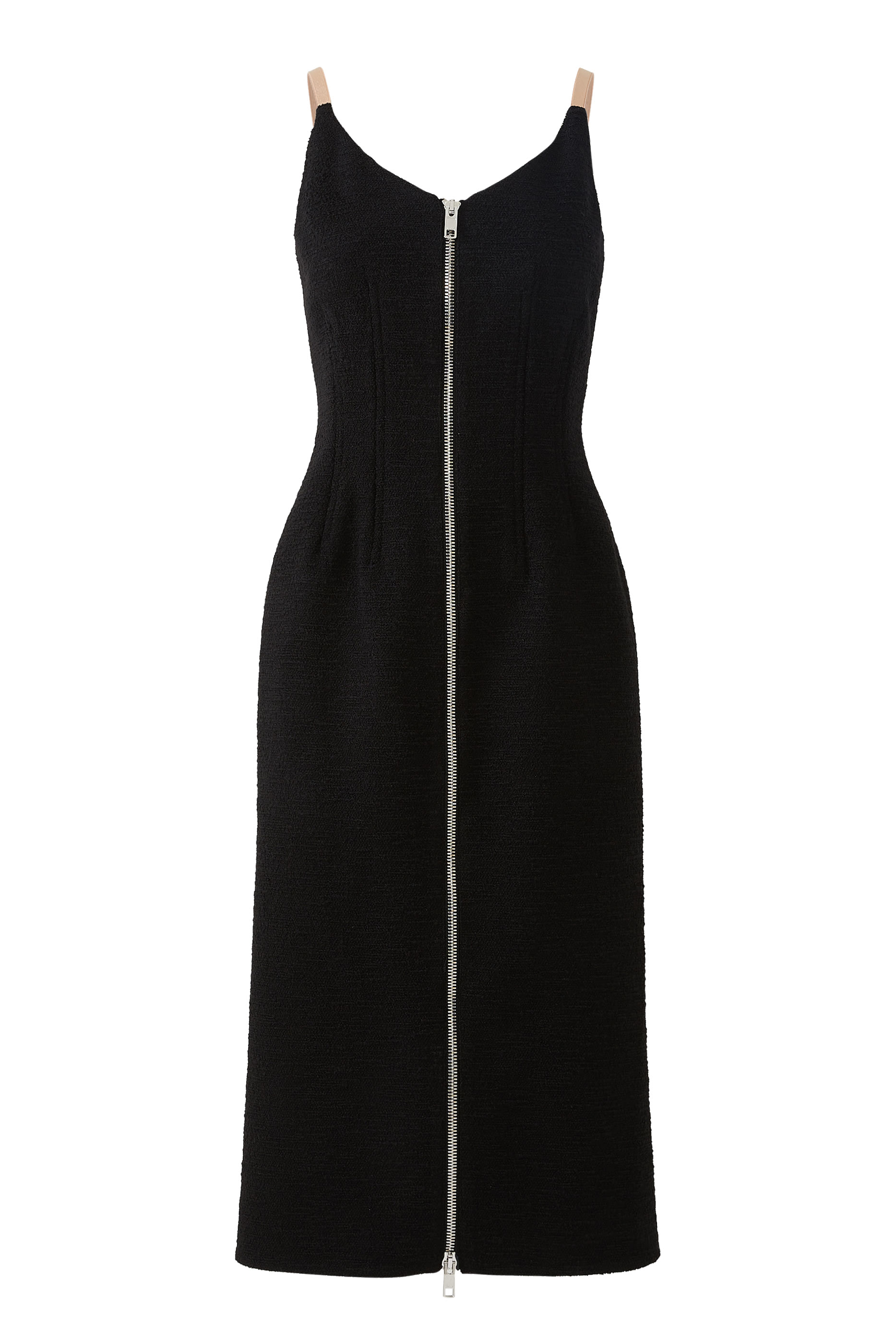 فستان مطاطي متوسط الطول بياقة V