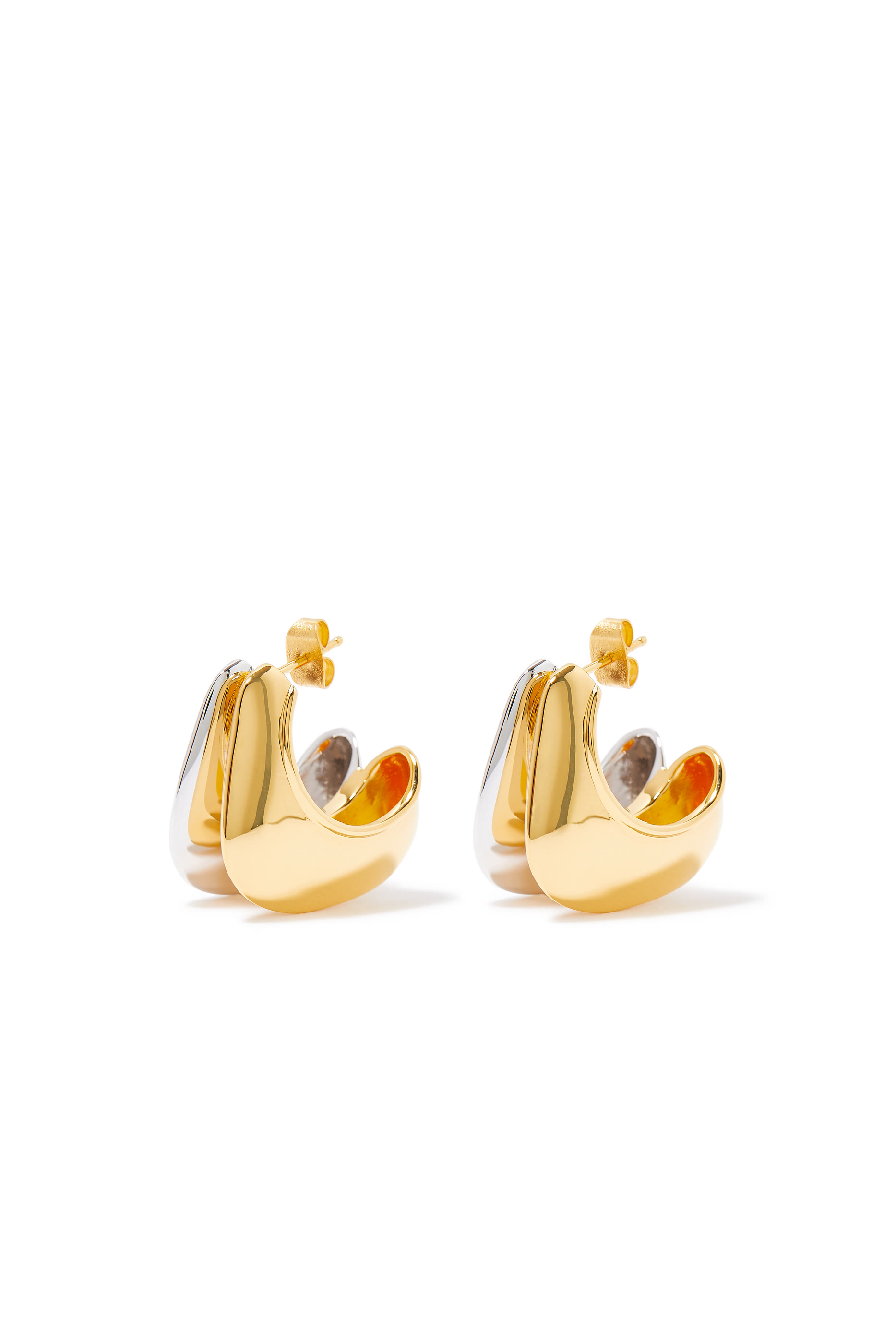 أقراط متعددة الألوان بتصميم دائري مزدوج معدن مختلط، مقاس واحد