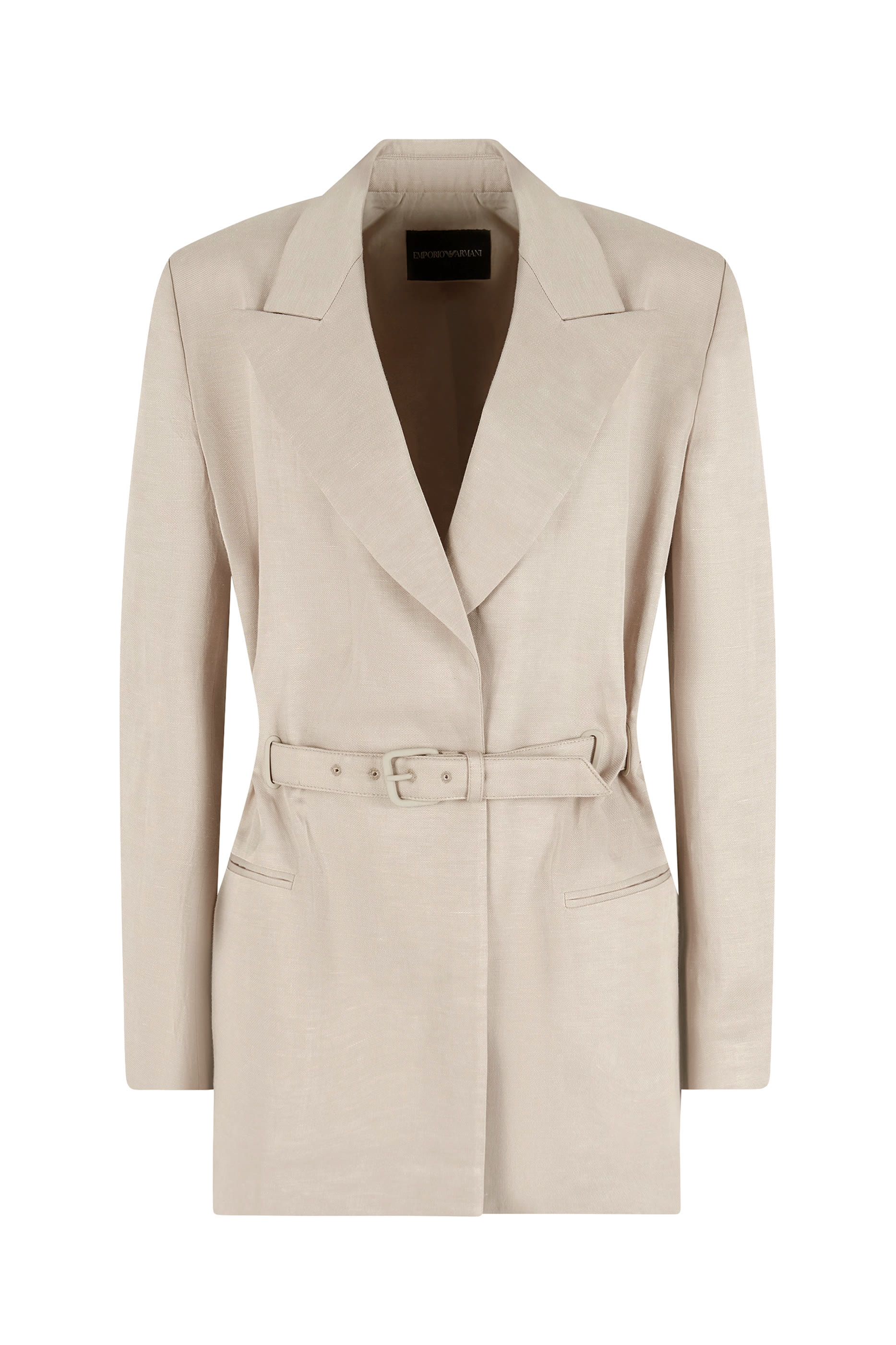 بليزر بحزام مزيج كتان