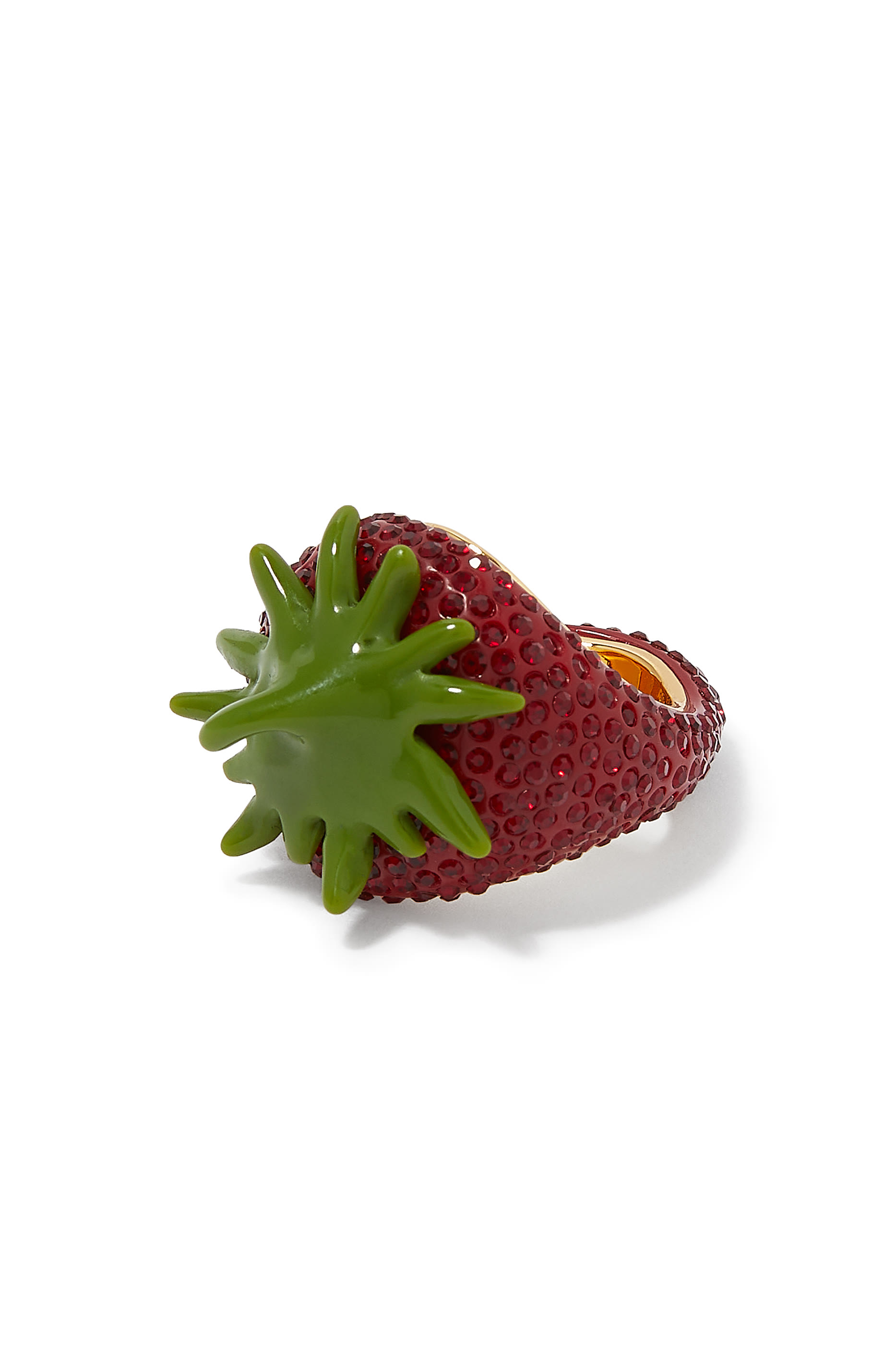 خاتم بتصميم فراولة مرصع بأحجار