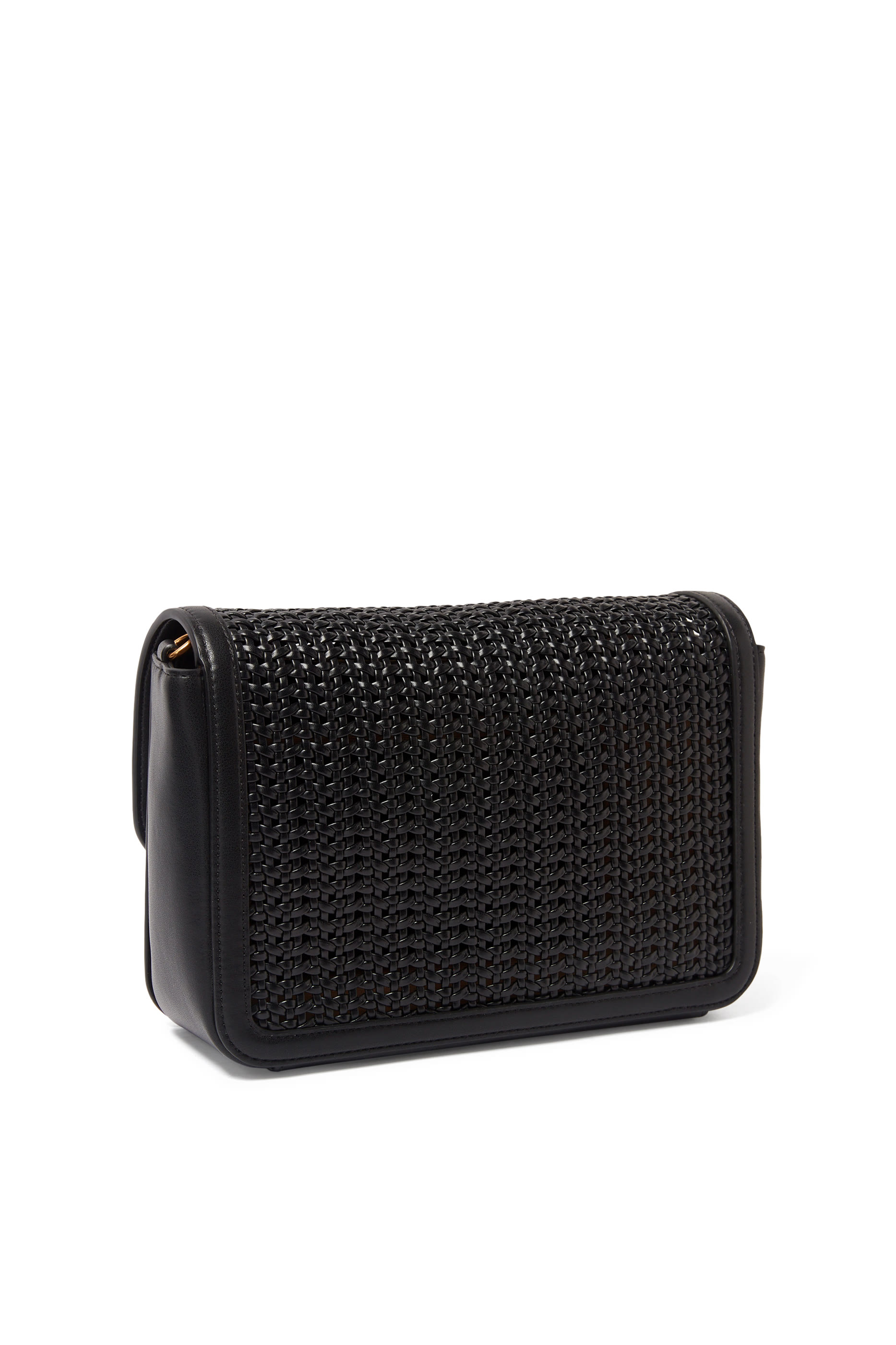 حقيبة كتف بتصميم متشابك بحلية معدنية بشعار الماركة