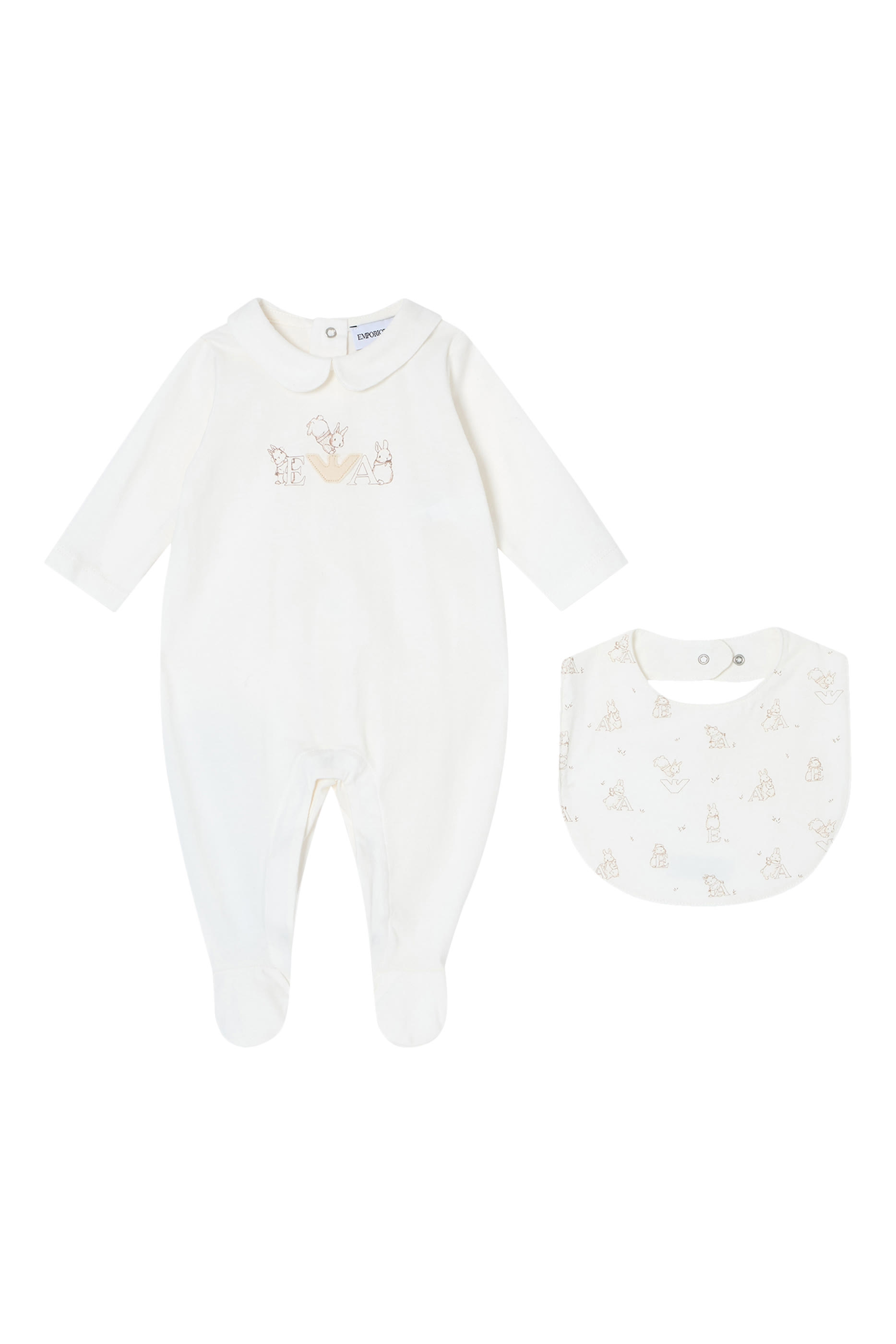 طقم لباس قطعة واحدة فاني وينتر ومريلة للرضع