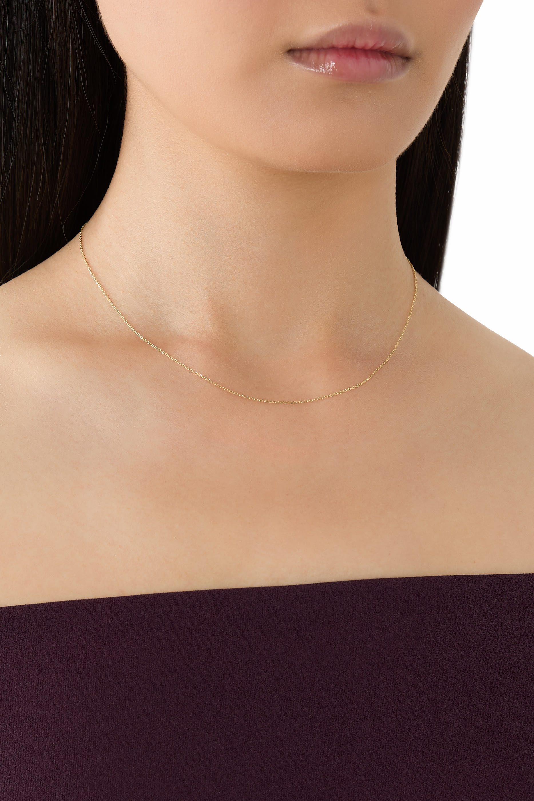 قلادة بتصميم سلسلة، ذهب أصفر عيار 18