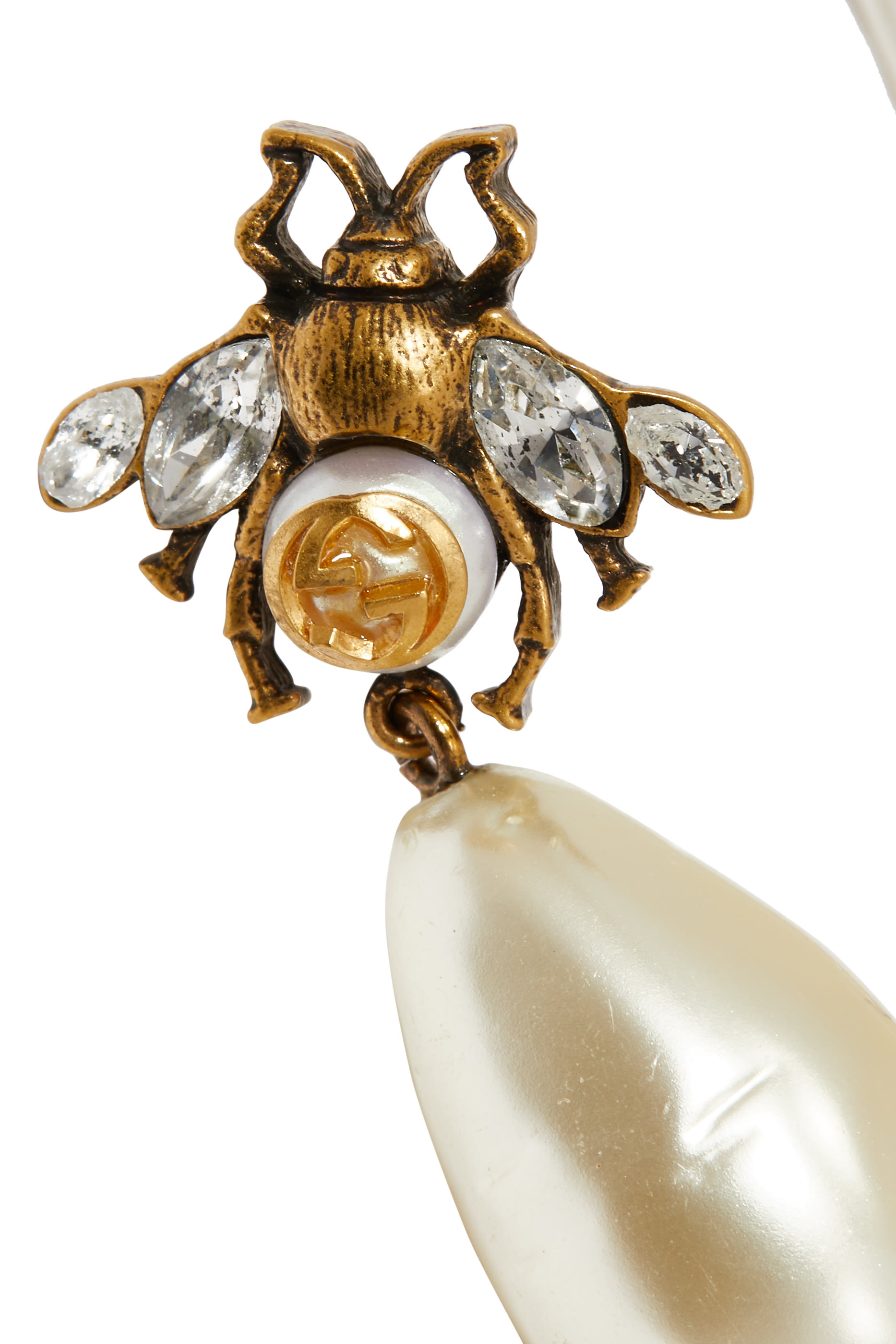 أقراط بتصميم نحلة مزينة بلؤلؤ