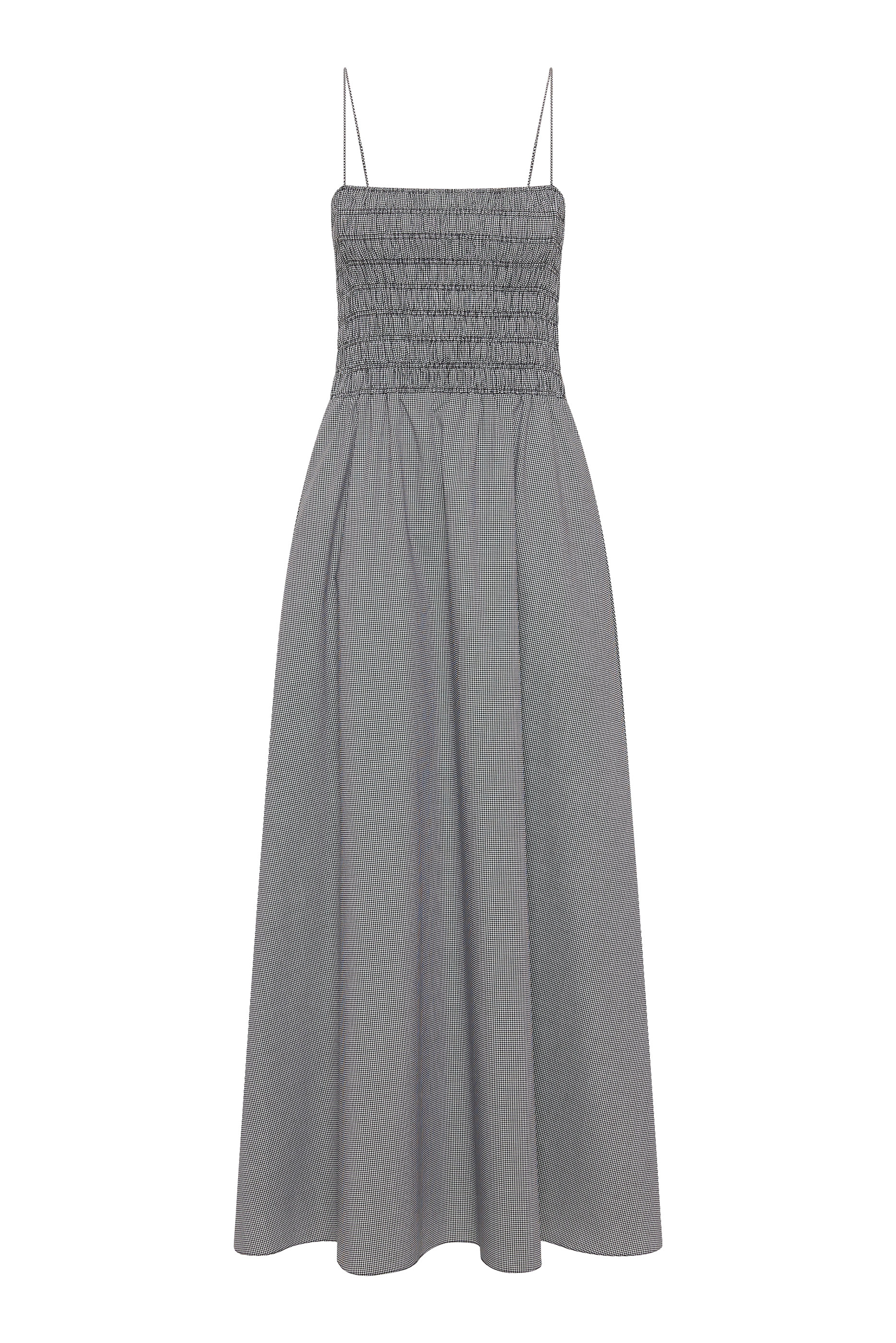 فستان ليدا طويل بنقشة مربعات