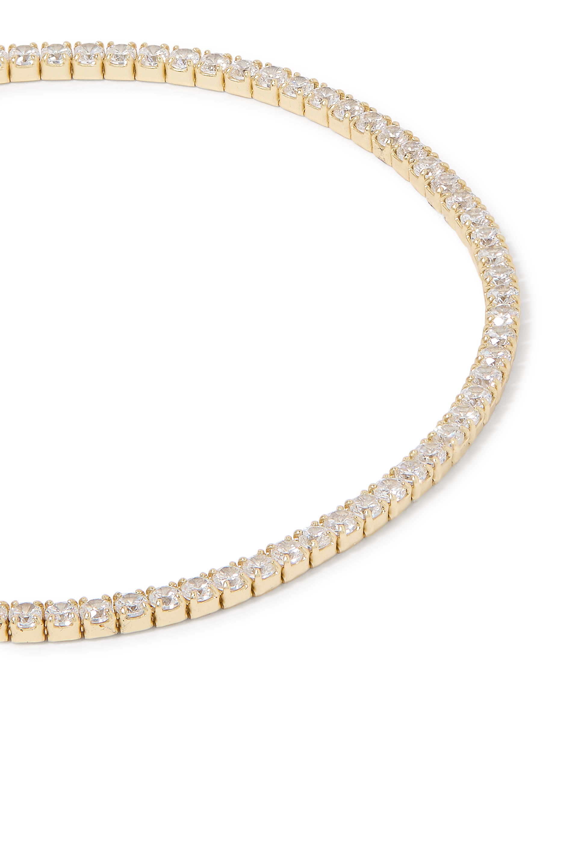 سوار تنس مزين بأحجار زركونيا مكعبة AAAA+، فضة إسترلينية مطلية بذهب عيار 14