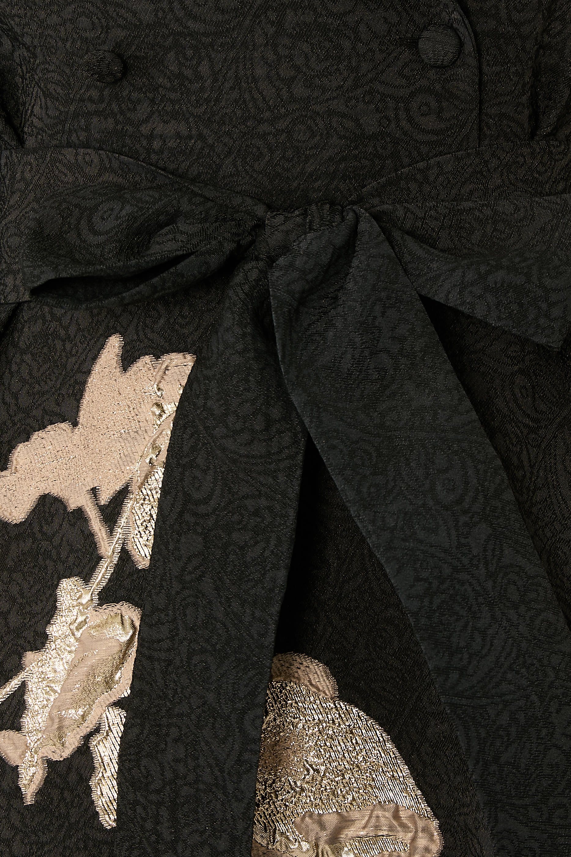 فستان سهرة بنمط قميص بنقشة زهور جاكار لامع