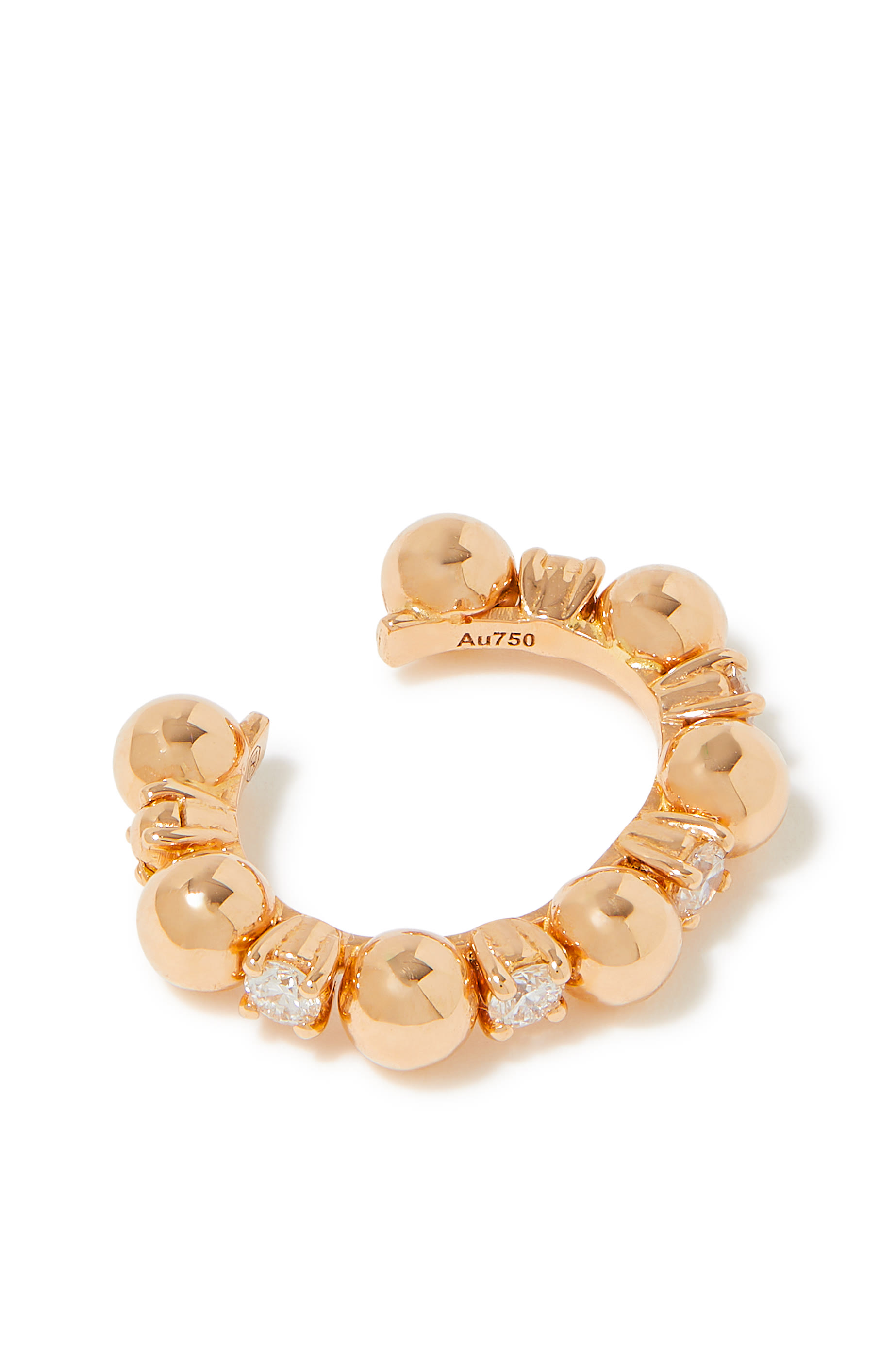 قرط مفتوح جيفو مرصع بالماس ذهب وردي عيار 18