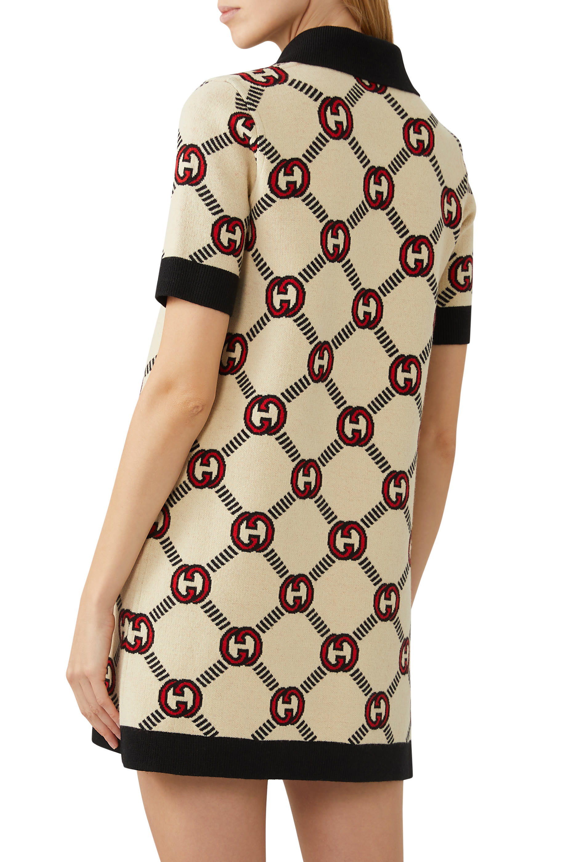 فستان بولو بتصميم وجهين وشعار GG