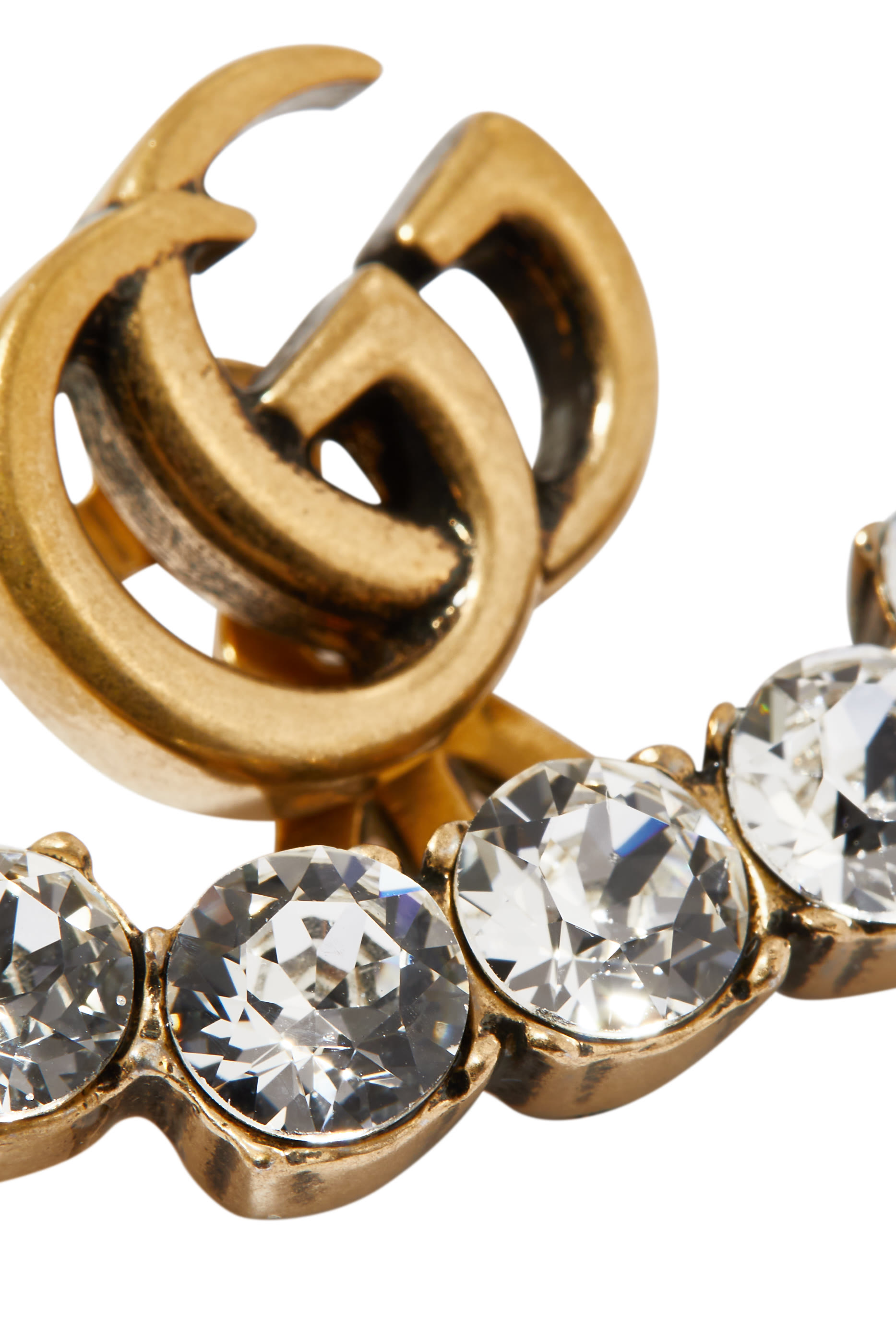 قرط بتصميم حرفي GG مرصع بالكريستال