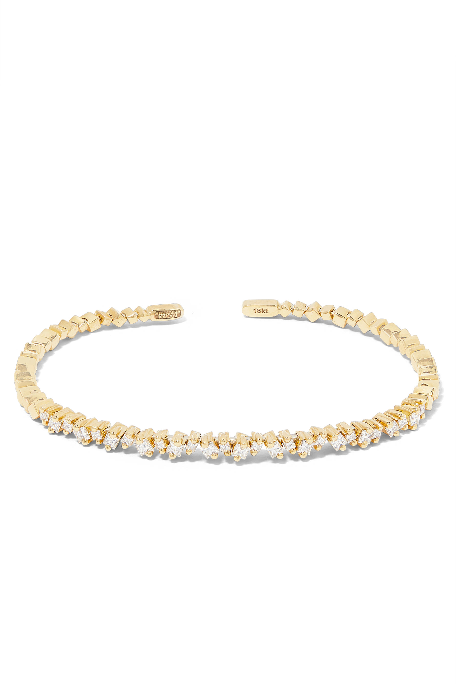 سوار رفيع بتصميم غير متماثل مرصع بالماس ذهب أصفر عيار 18