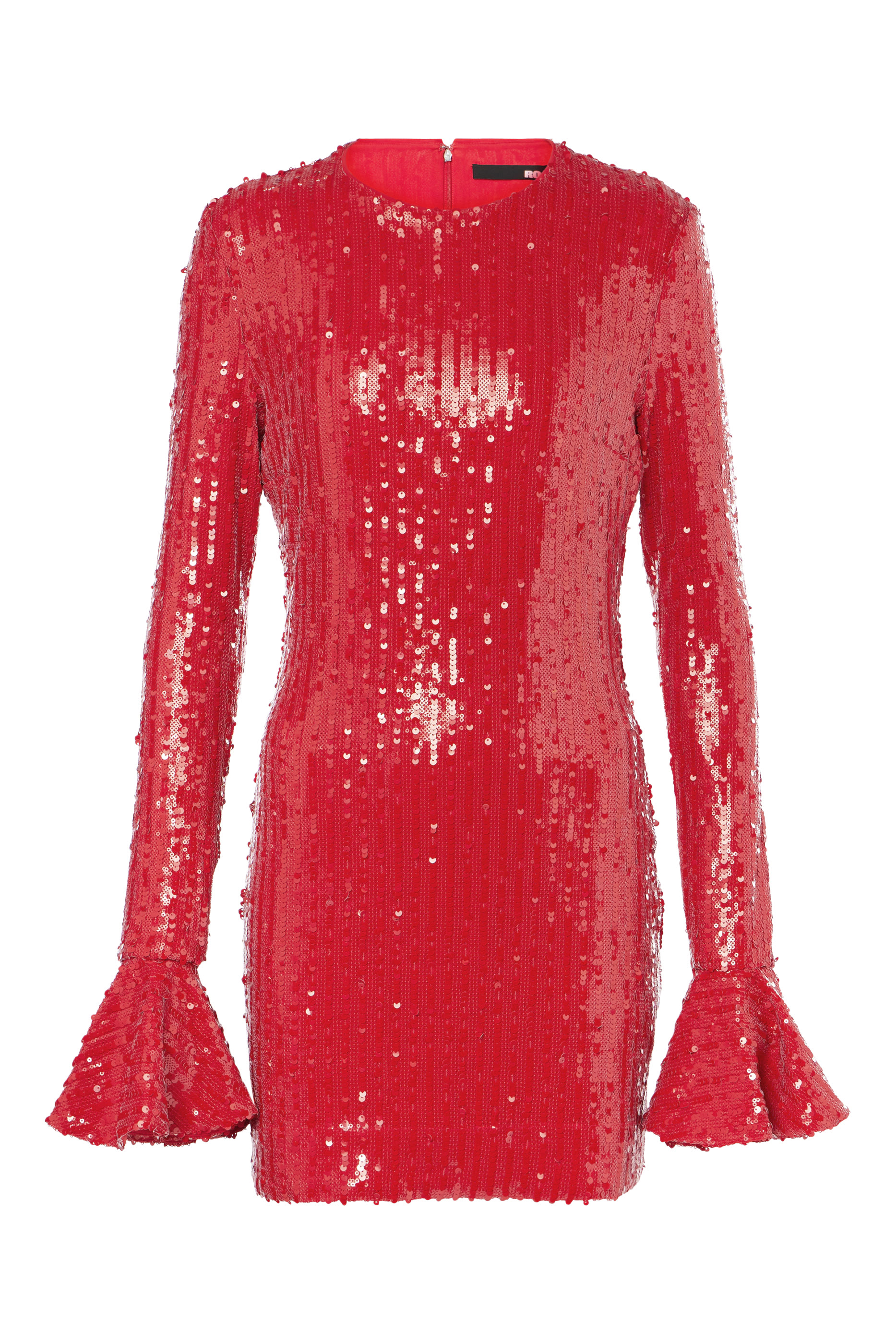 فستان قصير بأكمام طويلة وترتر