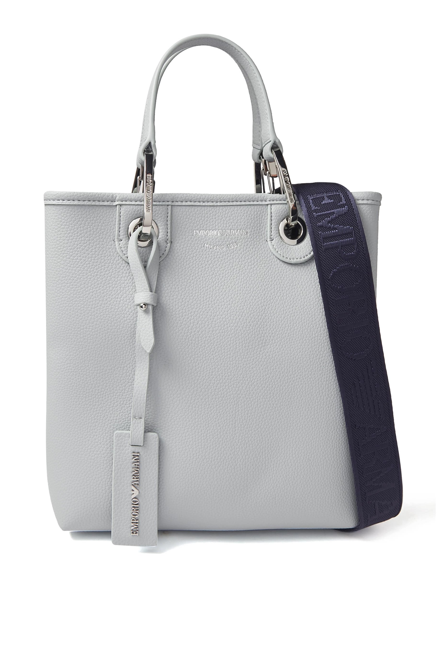 حقيبة يد بشعار الماركة بنقشة جلد غزال