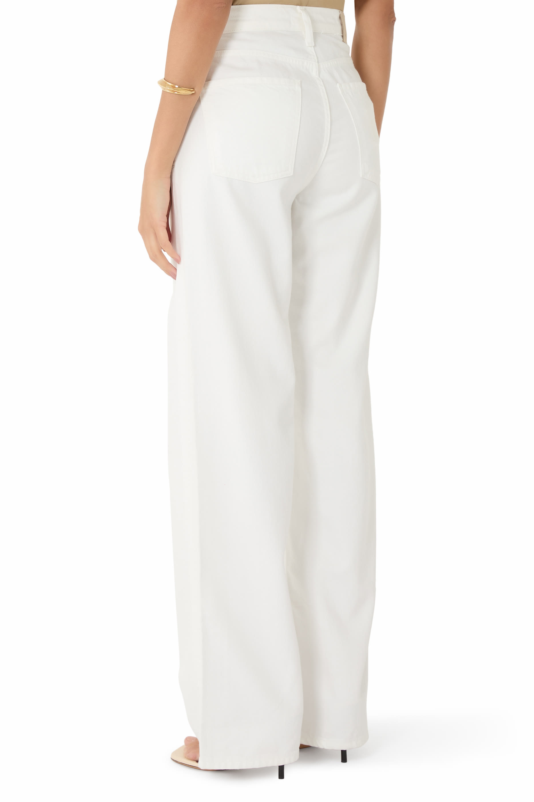 بنطال أنينا بقصة ساق واسعة بخصر مرتفع