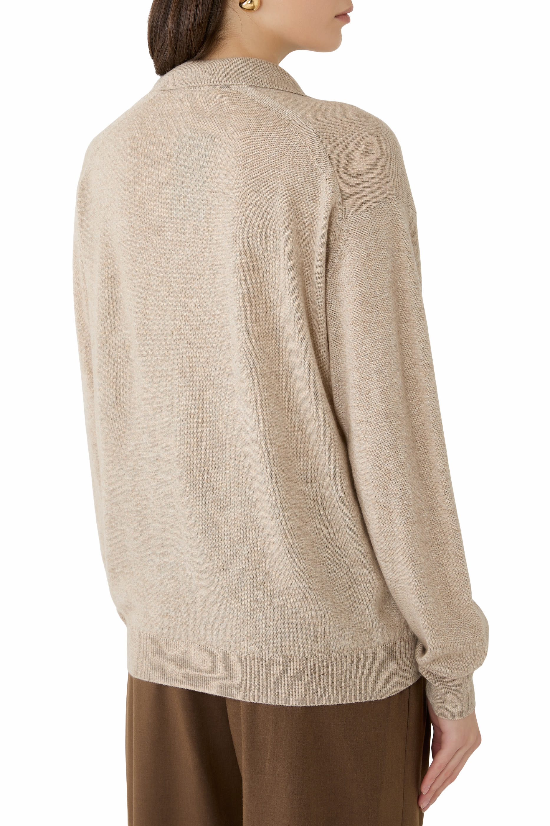 كنزة بولو سكيبر حرير ونسيج كشمير فائق النعومة