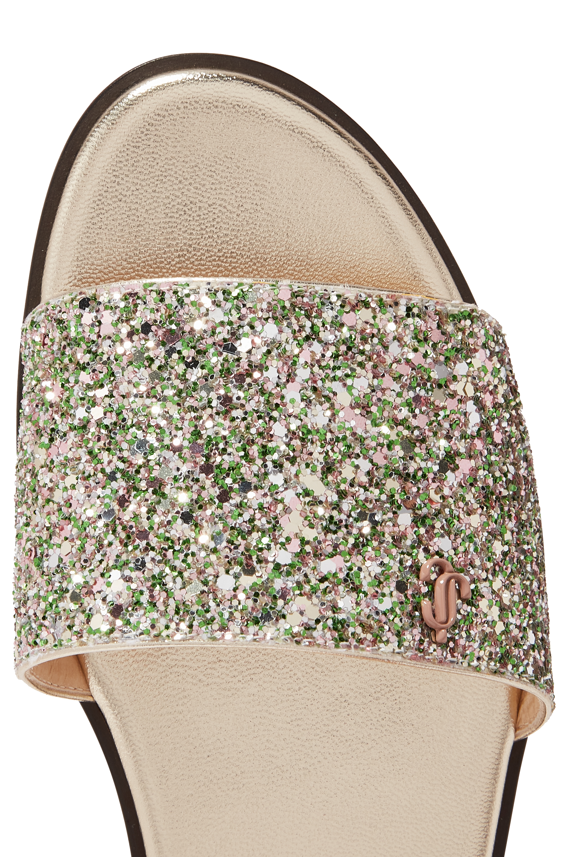 حذاء مينيا مزين بالغليتر بكعب مسطح