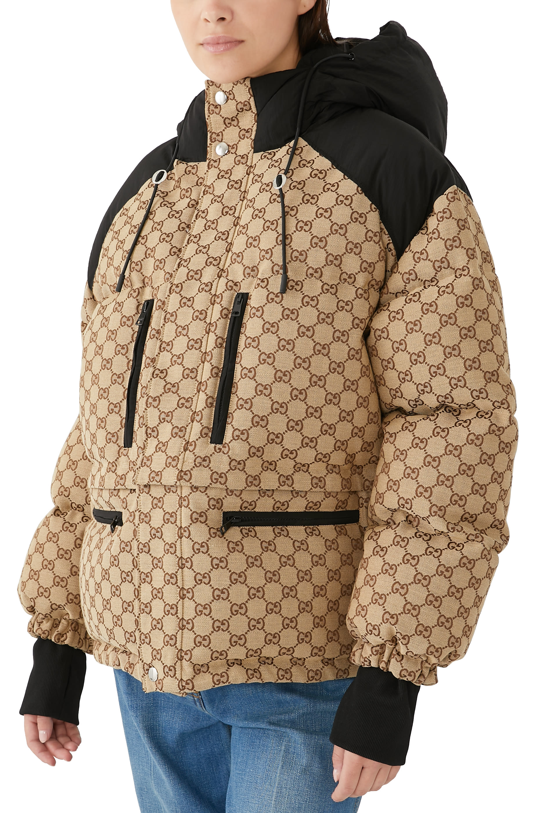 جاكيت بومبر قماش قنب بنقشة حرفي شعار الماركة